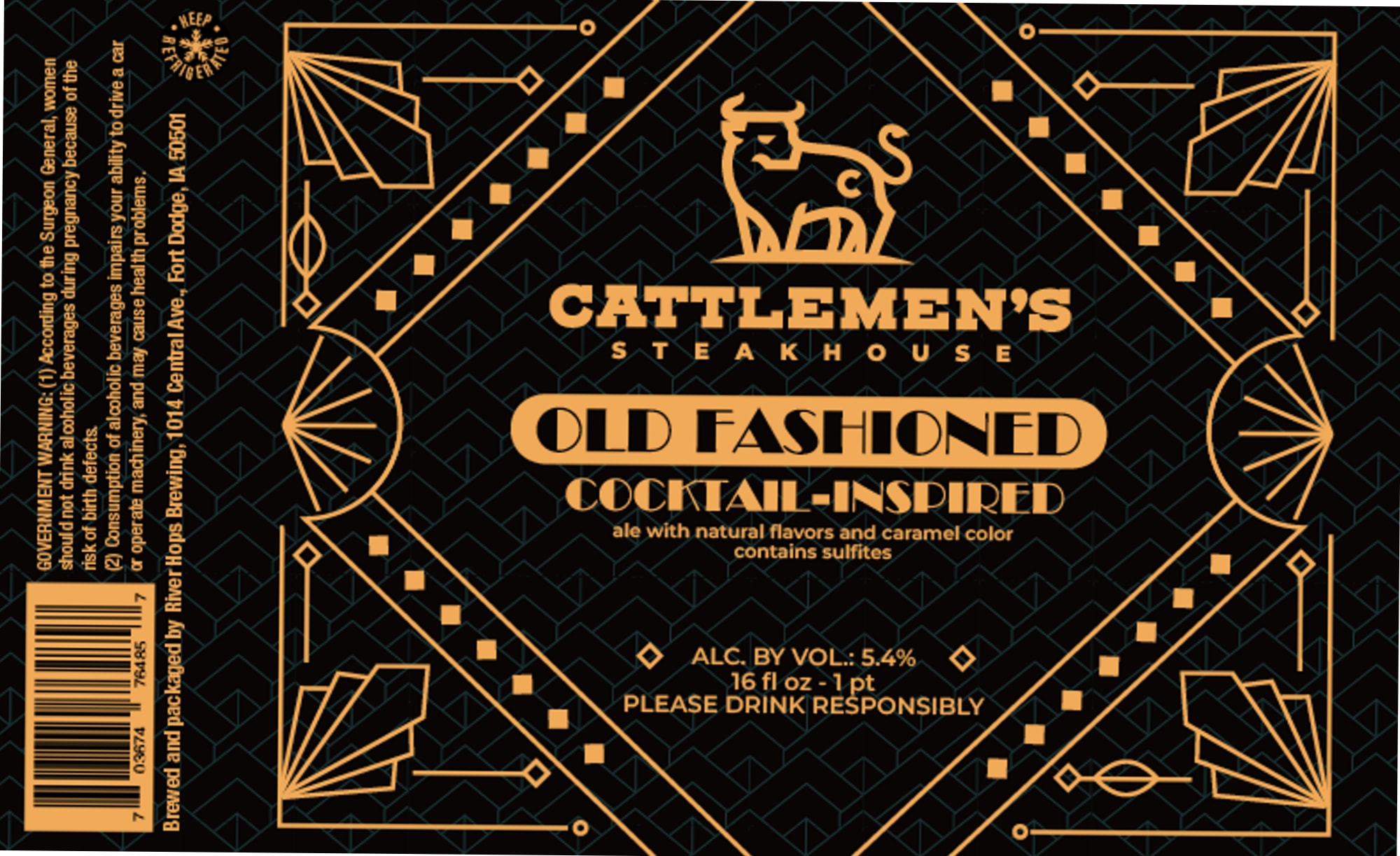 Cattlemen’s Steakhouse Old Fashioned by River Hoops Brewing - beer label