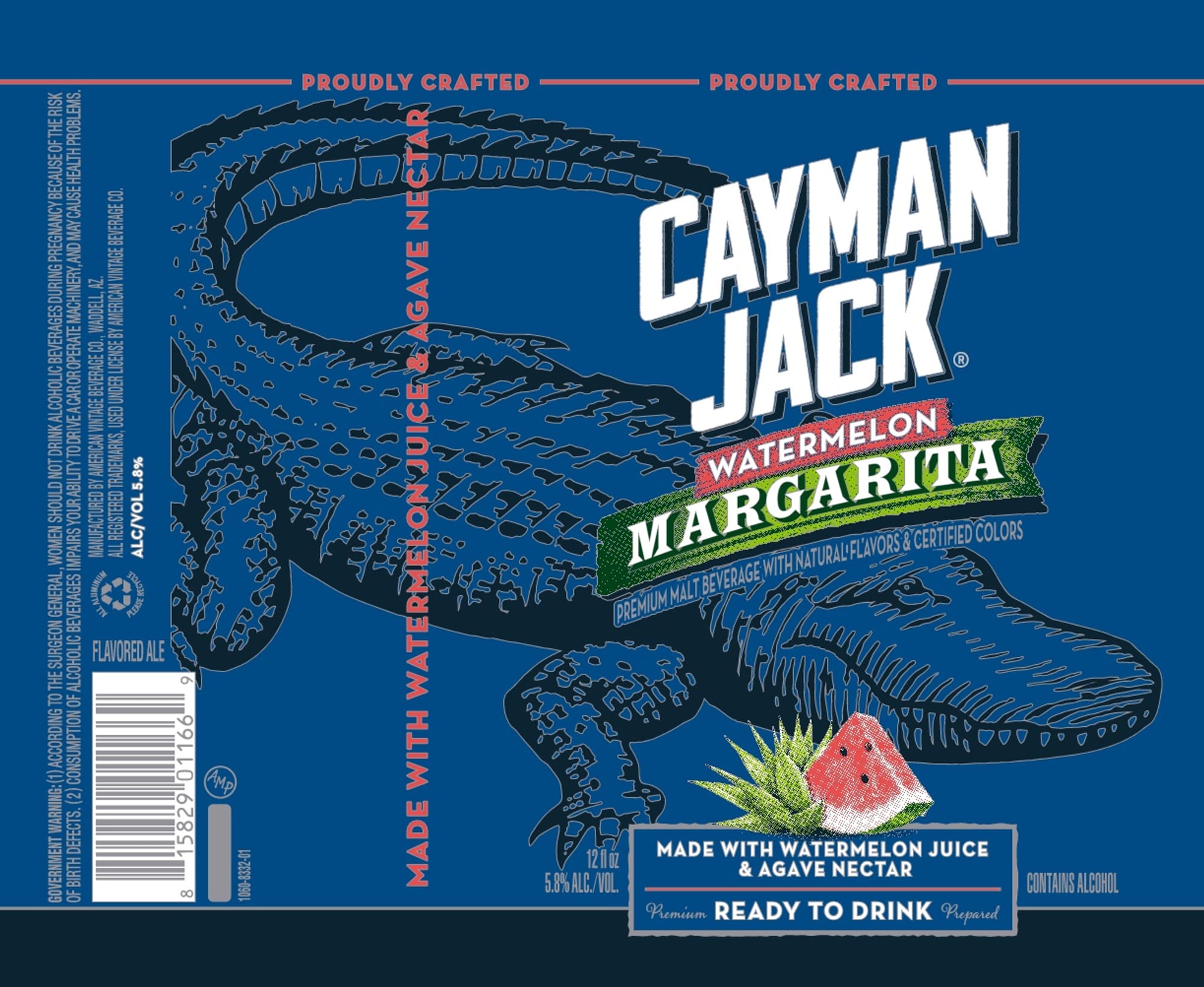 Cayman Jack Watermelon Margarita by American Vintage Beverage Co. - beer label