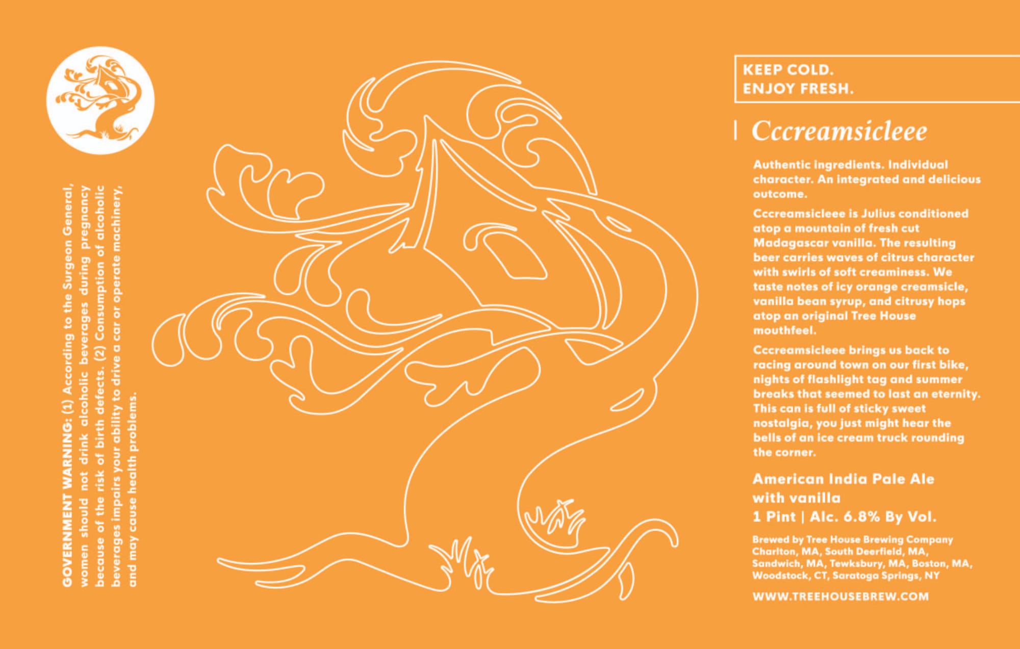 Ccreamsiclee by Tree House Brewing Company - beer label
