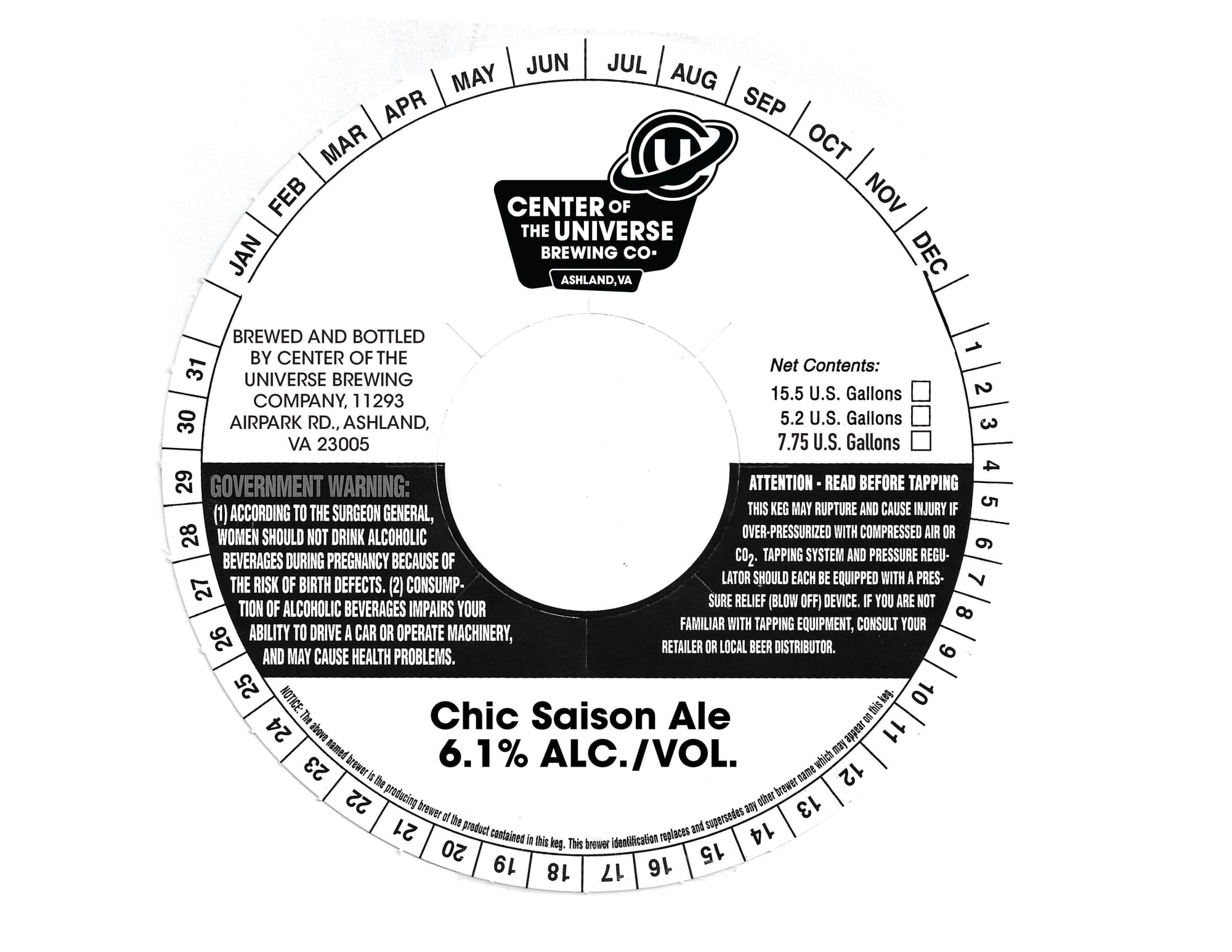 Chic Saison Ale by Center of the Universe Brewing Co. - beer label