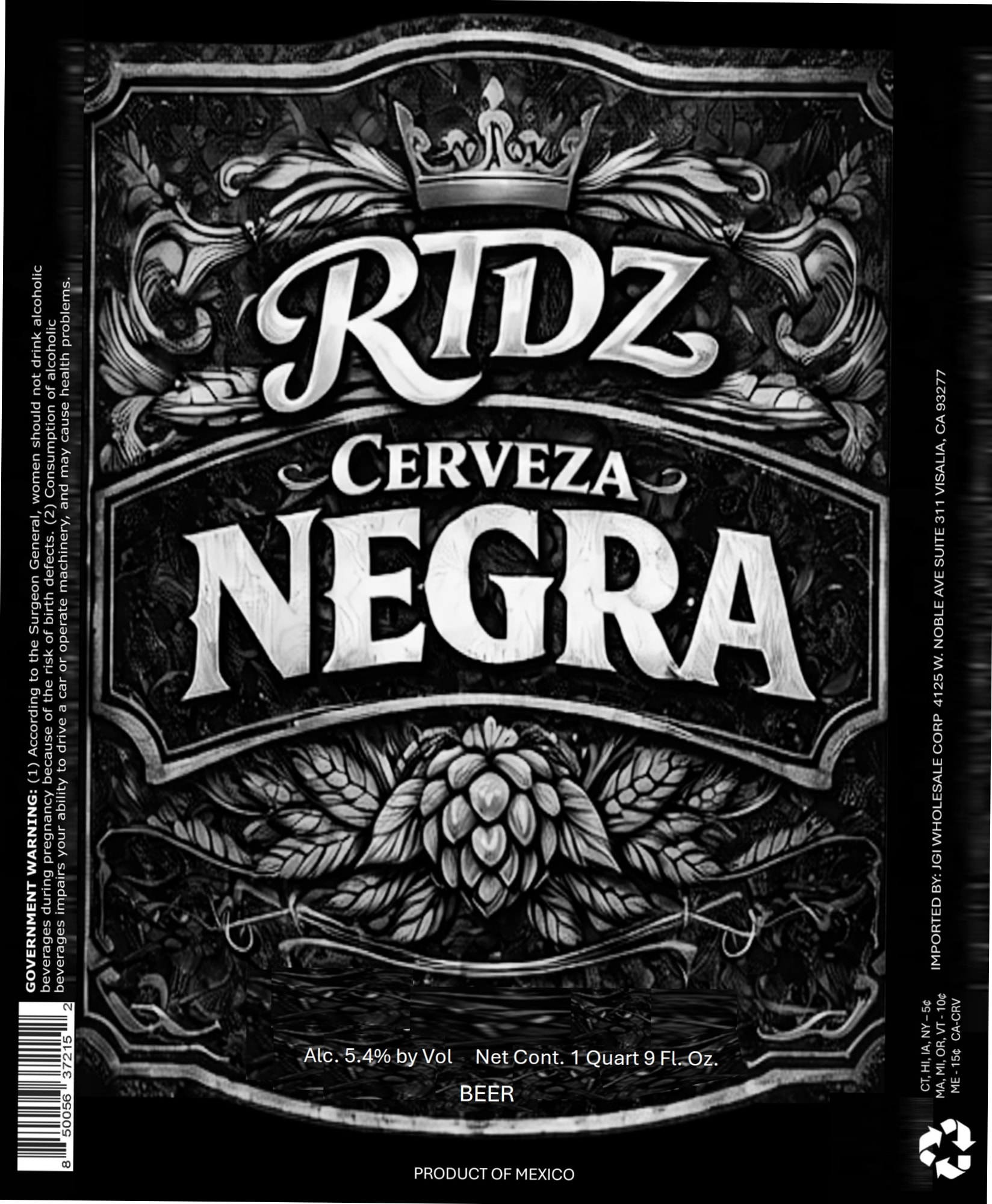 Cerbeza Negra by RTDZ - beer label