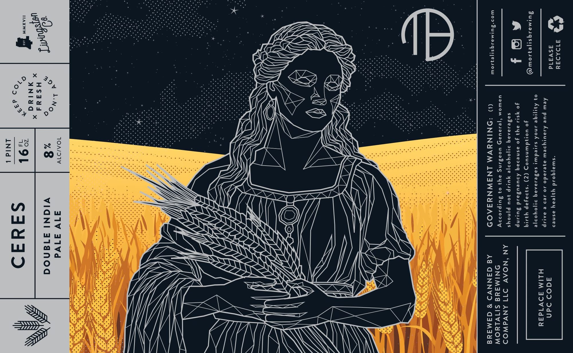 Ceres Double India Pale Ale by Mortalis Brewing - beer label