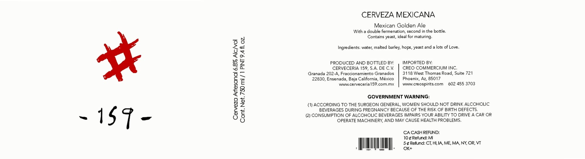 Cerveza 159 by Cerveceria 159 - beer label
