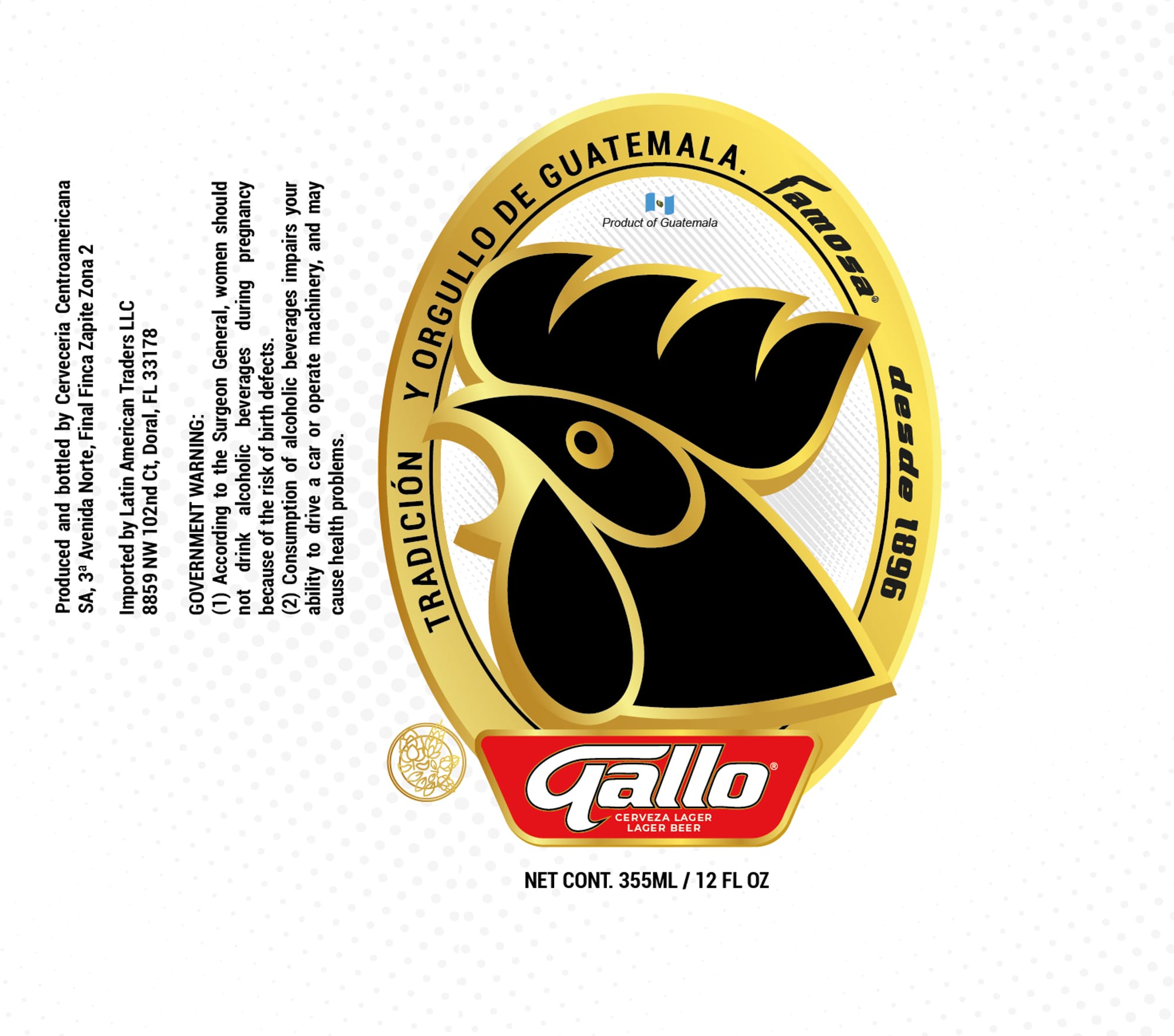 Gallo Lager Beer by Cervecería Gallo - beer label