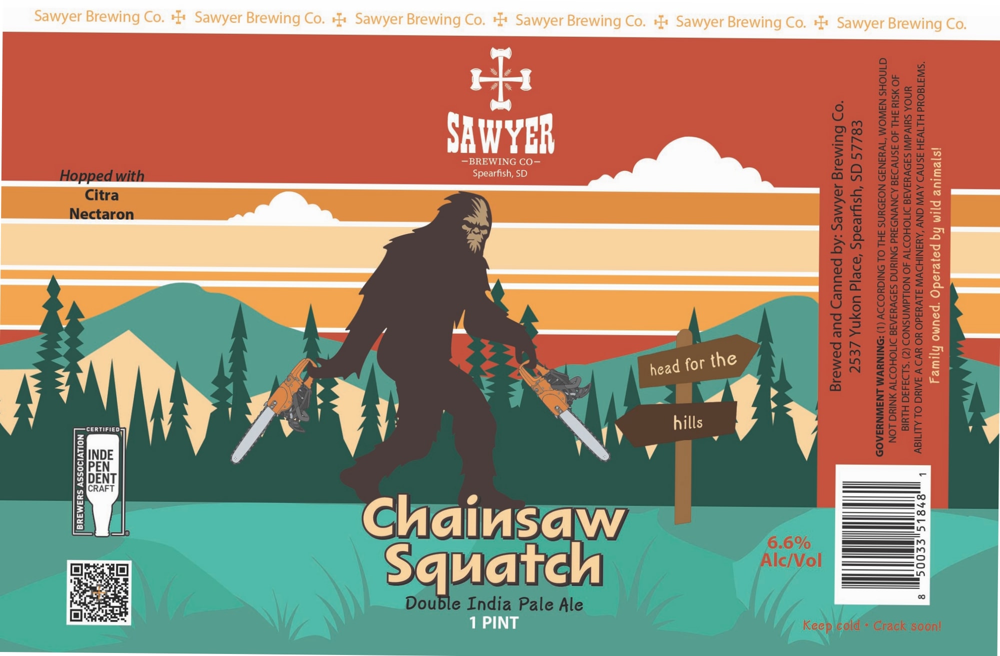 Chainsaw Squatch by Sawyer Brewing Co. - beer label