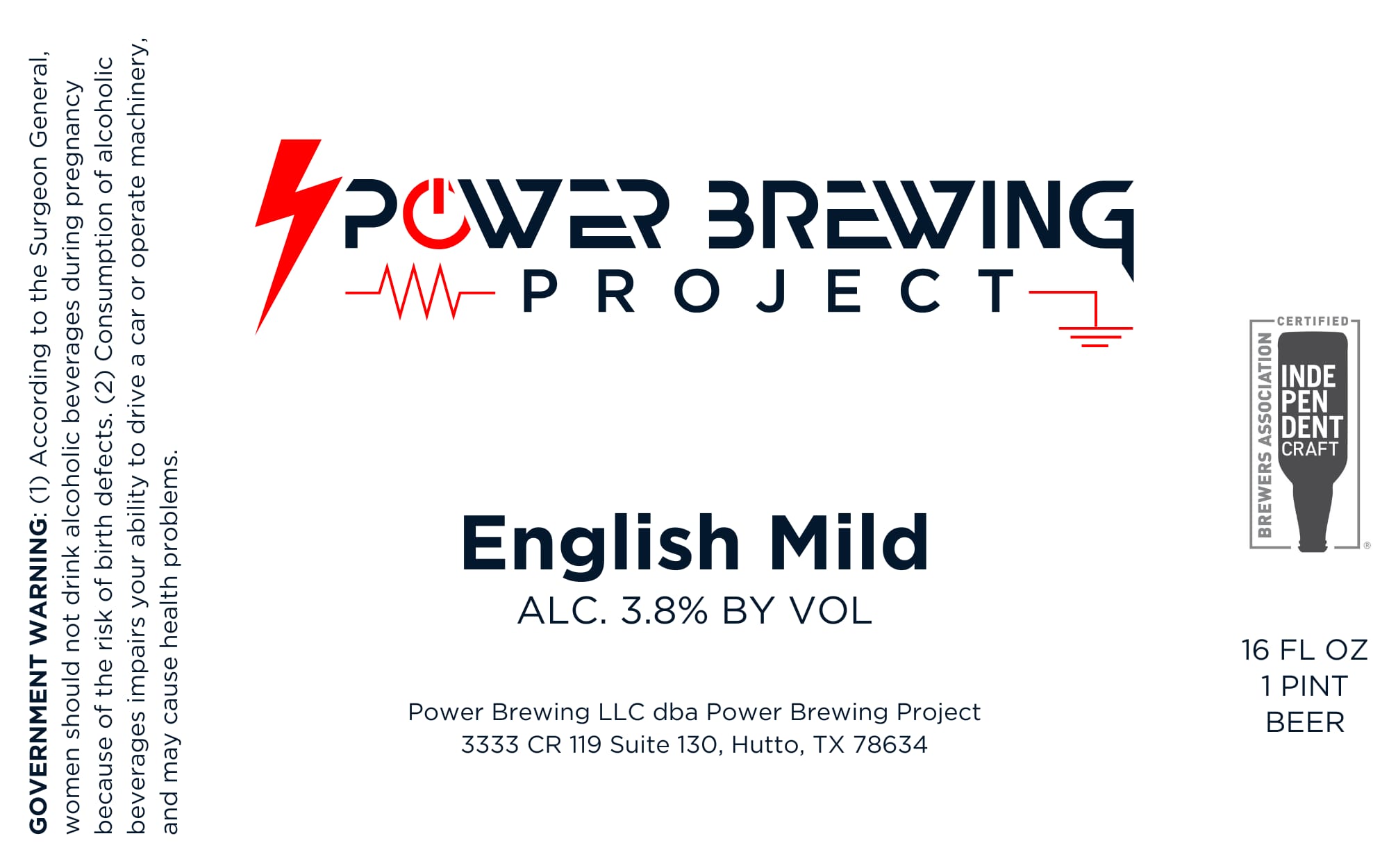 English Mild by Power Brewing Project - beer label