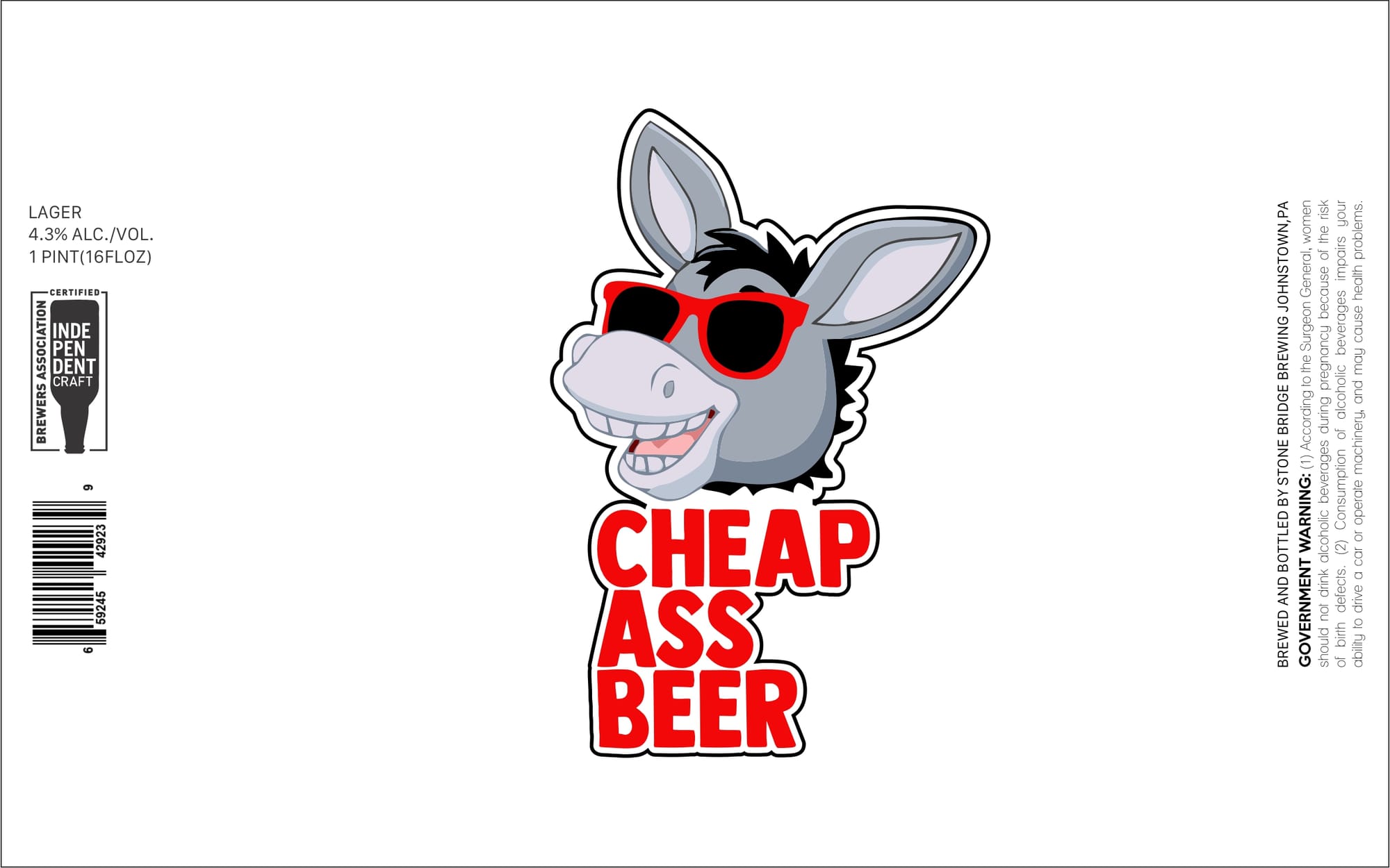 Cheap Ass Beer by Stone Bridge Brewing Company - beer label