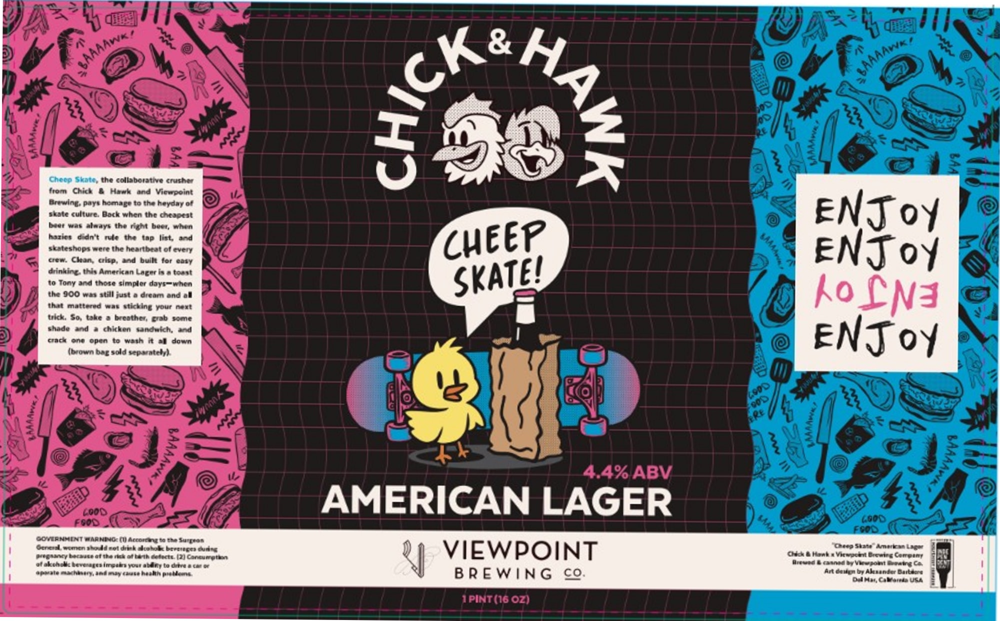 Cheap Skate! by Viewpoint Brewing Co. & Chick & Hawk - beer label