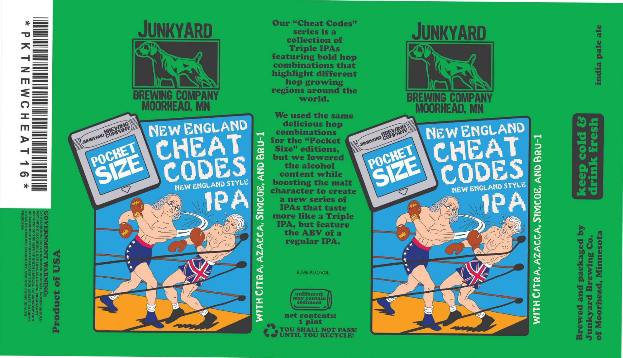 Cheat Codes IPA by Junkyard Brewing Co. - beer label