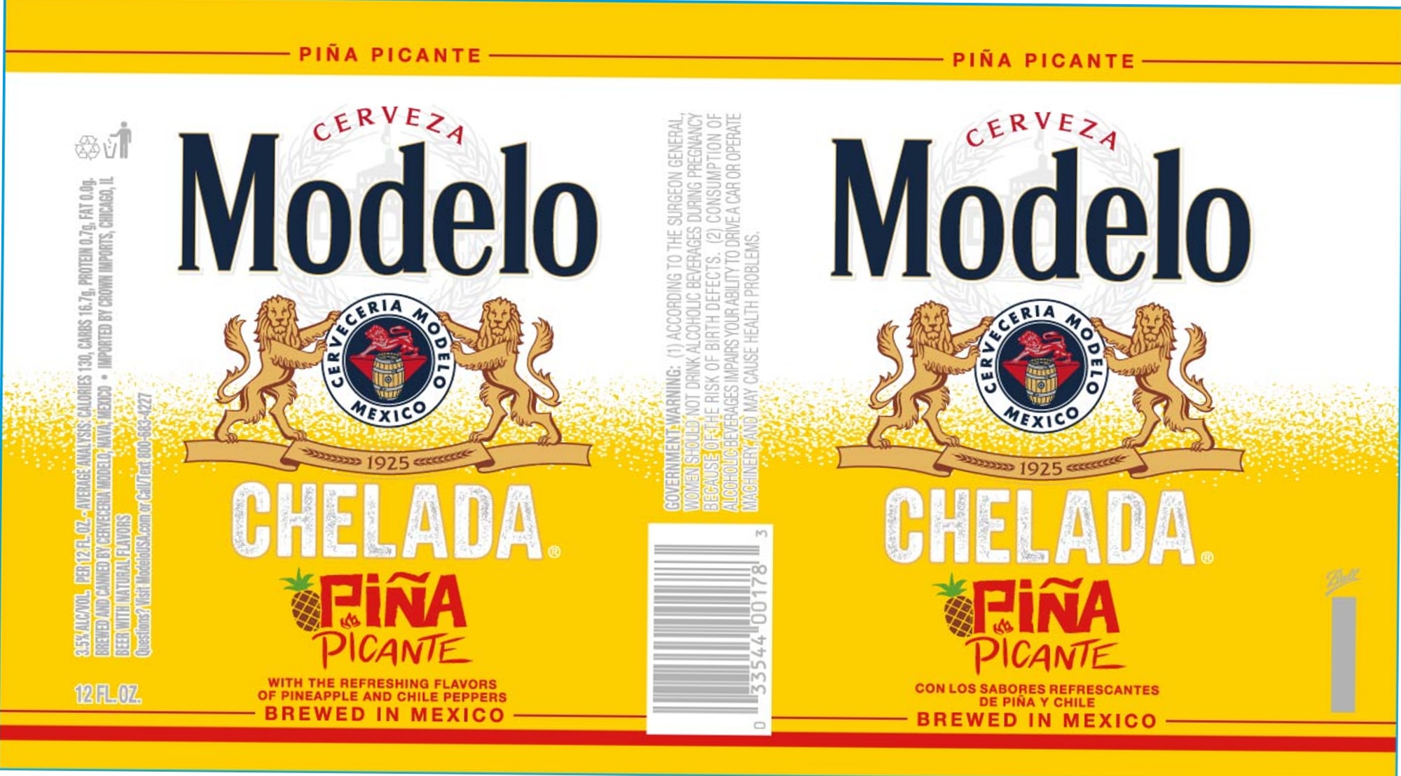 Chelada Piña Picante by Modelo - beer label