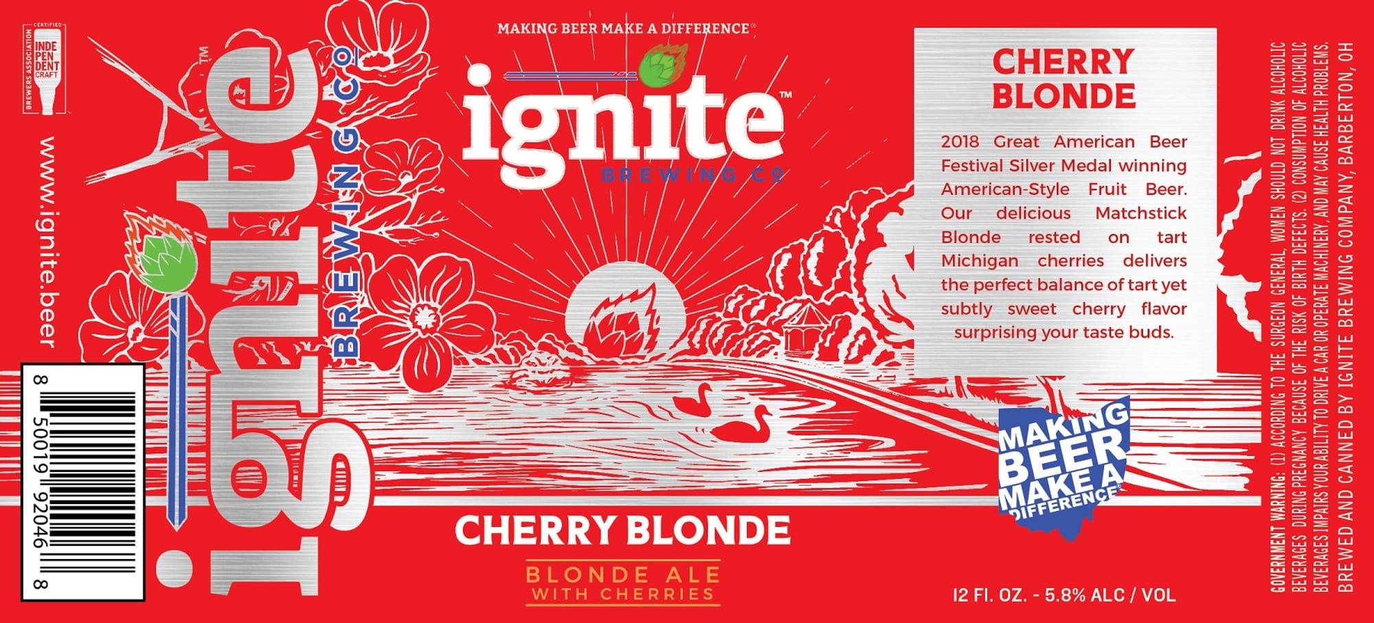 Cherry Blonde by Ignite Brewing Co. - beer label