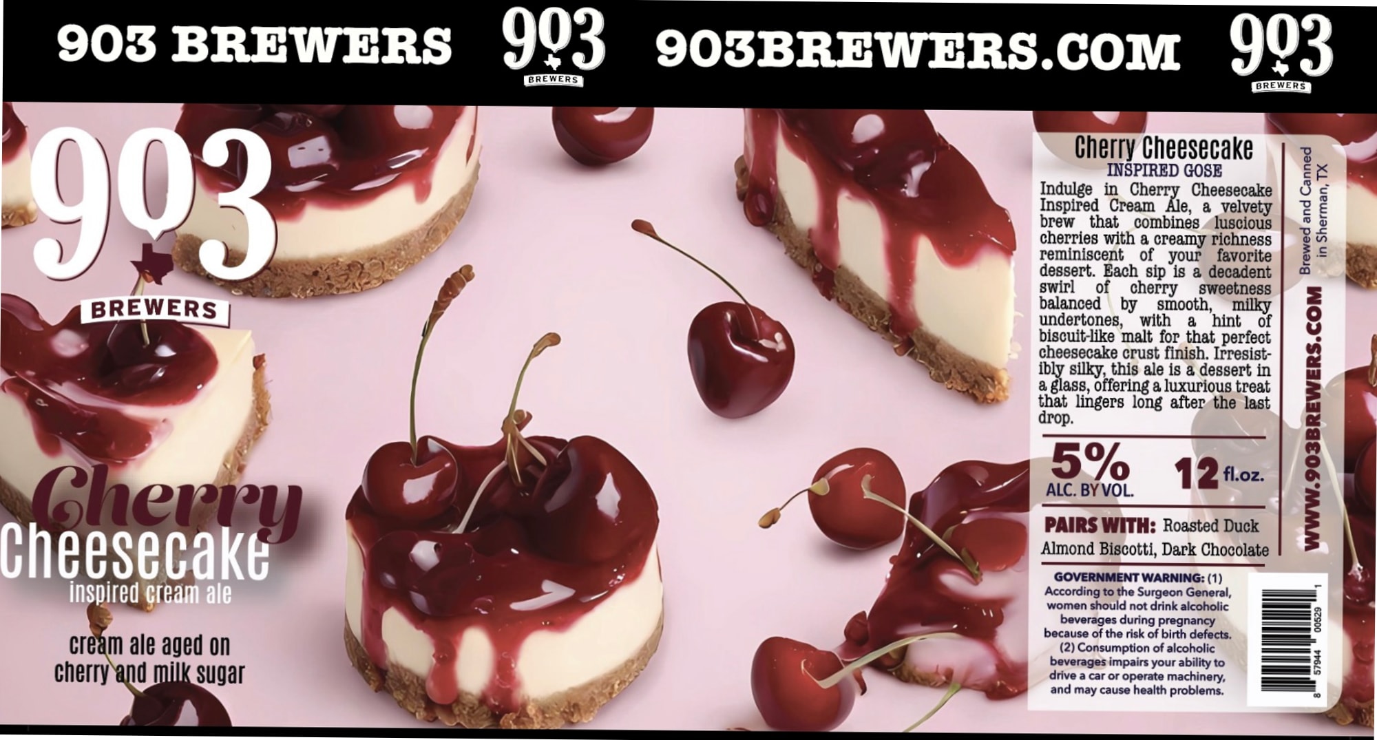 Cherry Cheesecake Inspired Gose by 903 Brewers - beer label