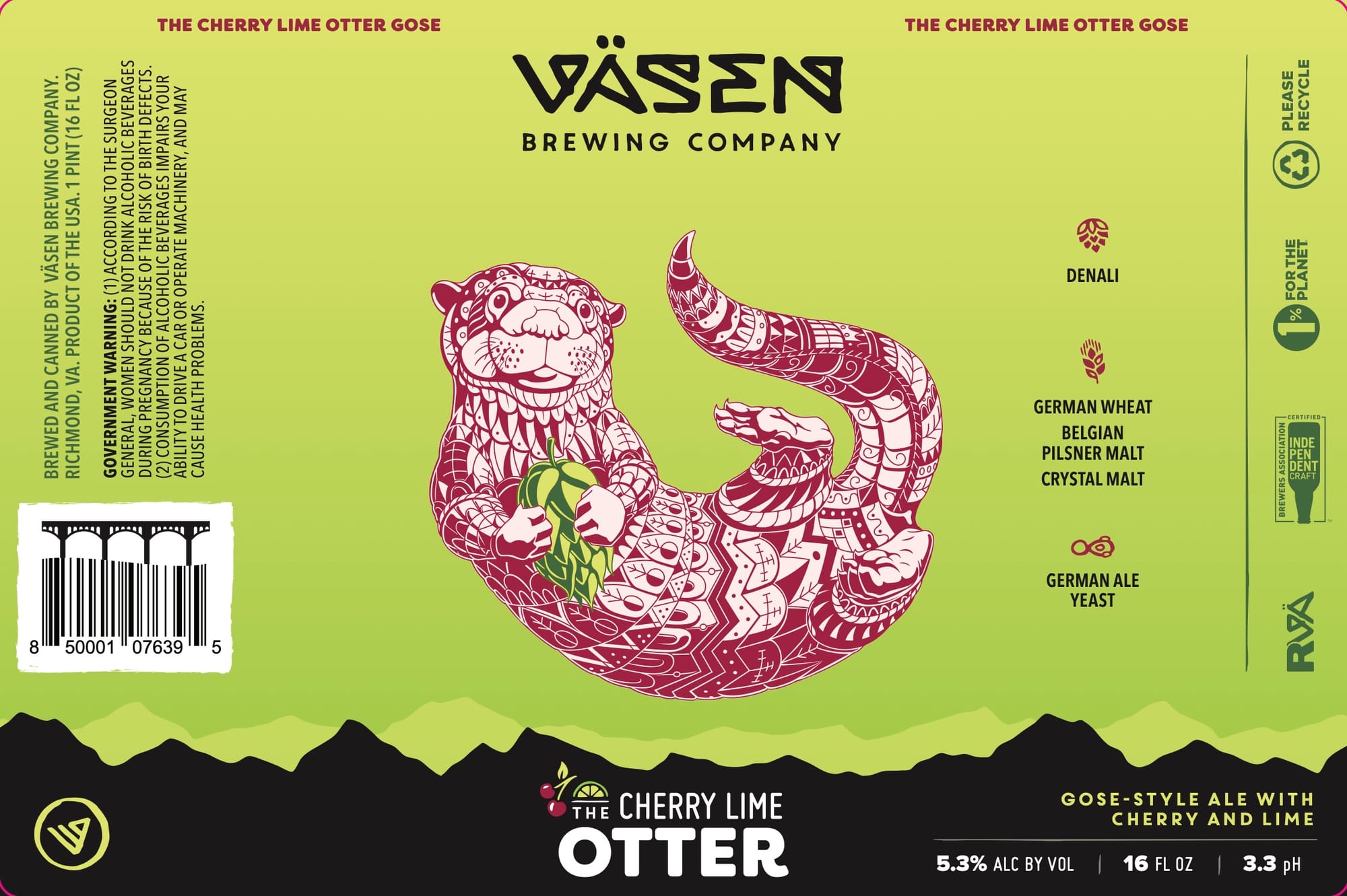 The Cherry Lime Otter Gose by Väsen Brewing Company - beer label