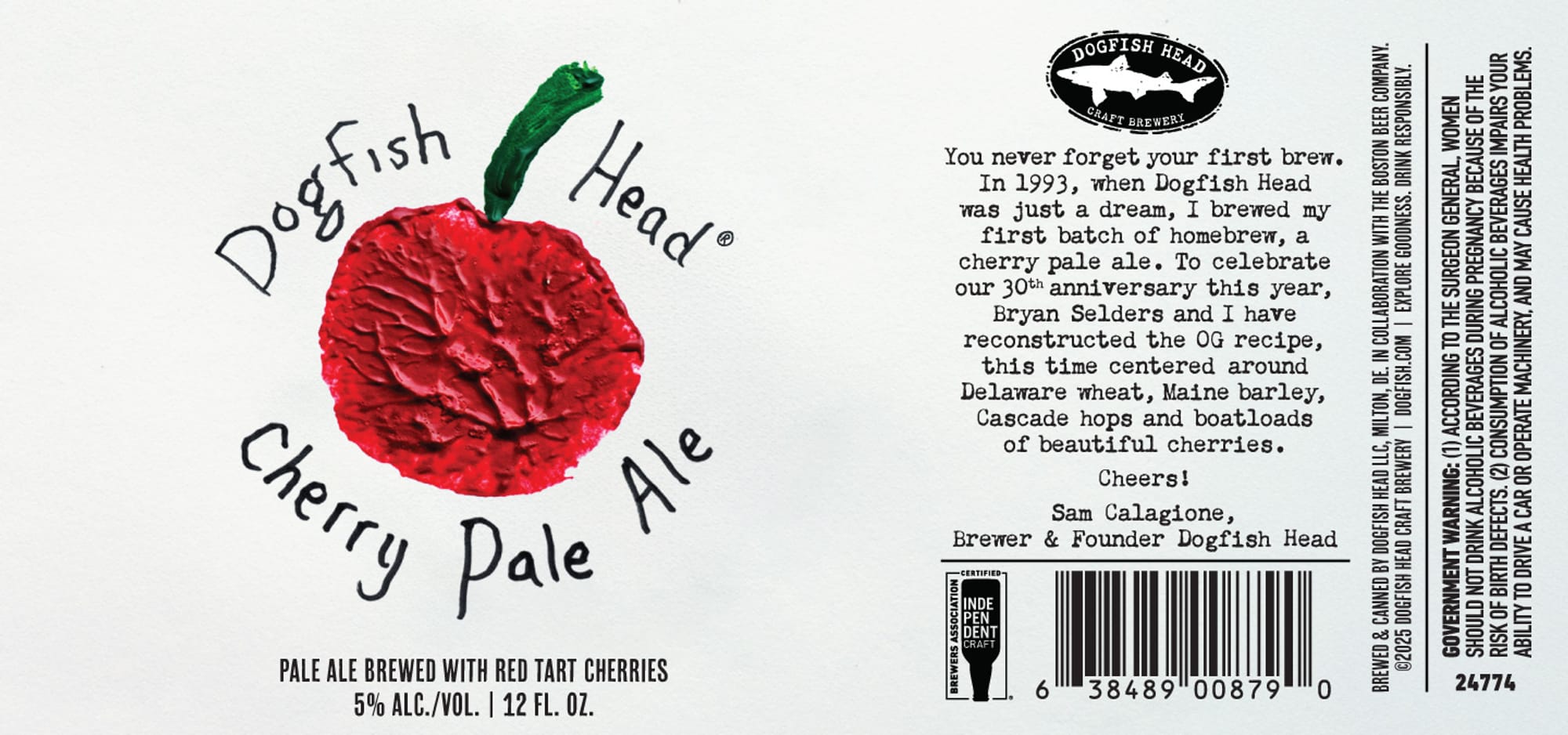 Cherry Pale Ale by Dogfish Head Craft Brewery - beer label