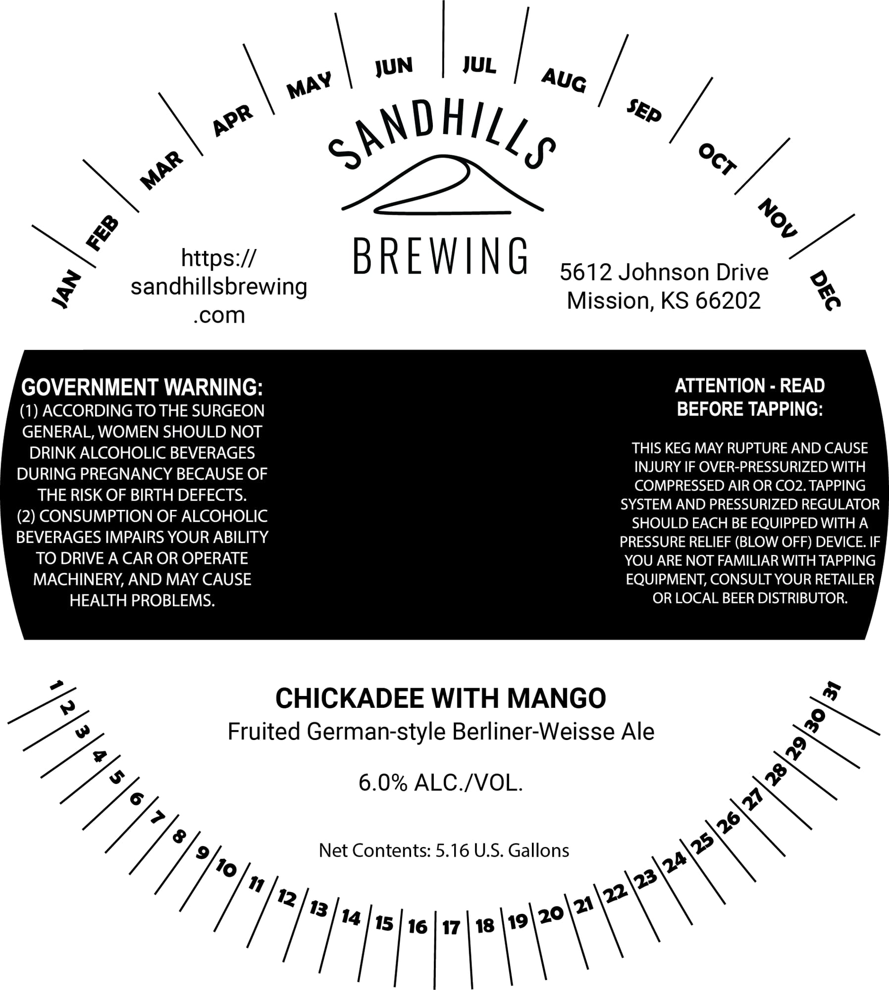 Chickadee with Mango by Sandhills Brewing - beer label