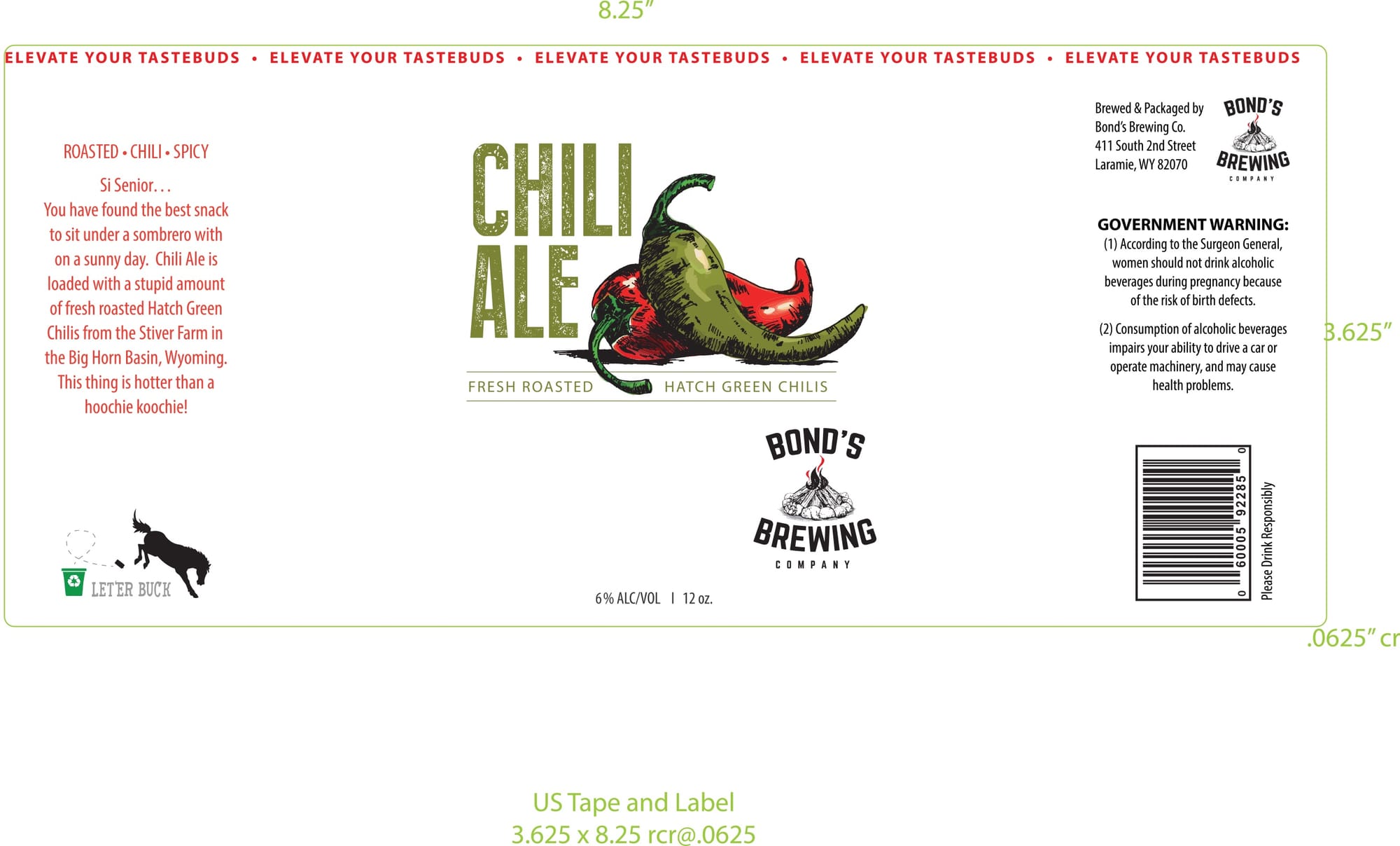 Chili Ale by Bond's Brewing Company - beer label