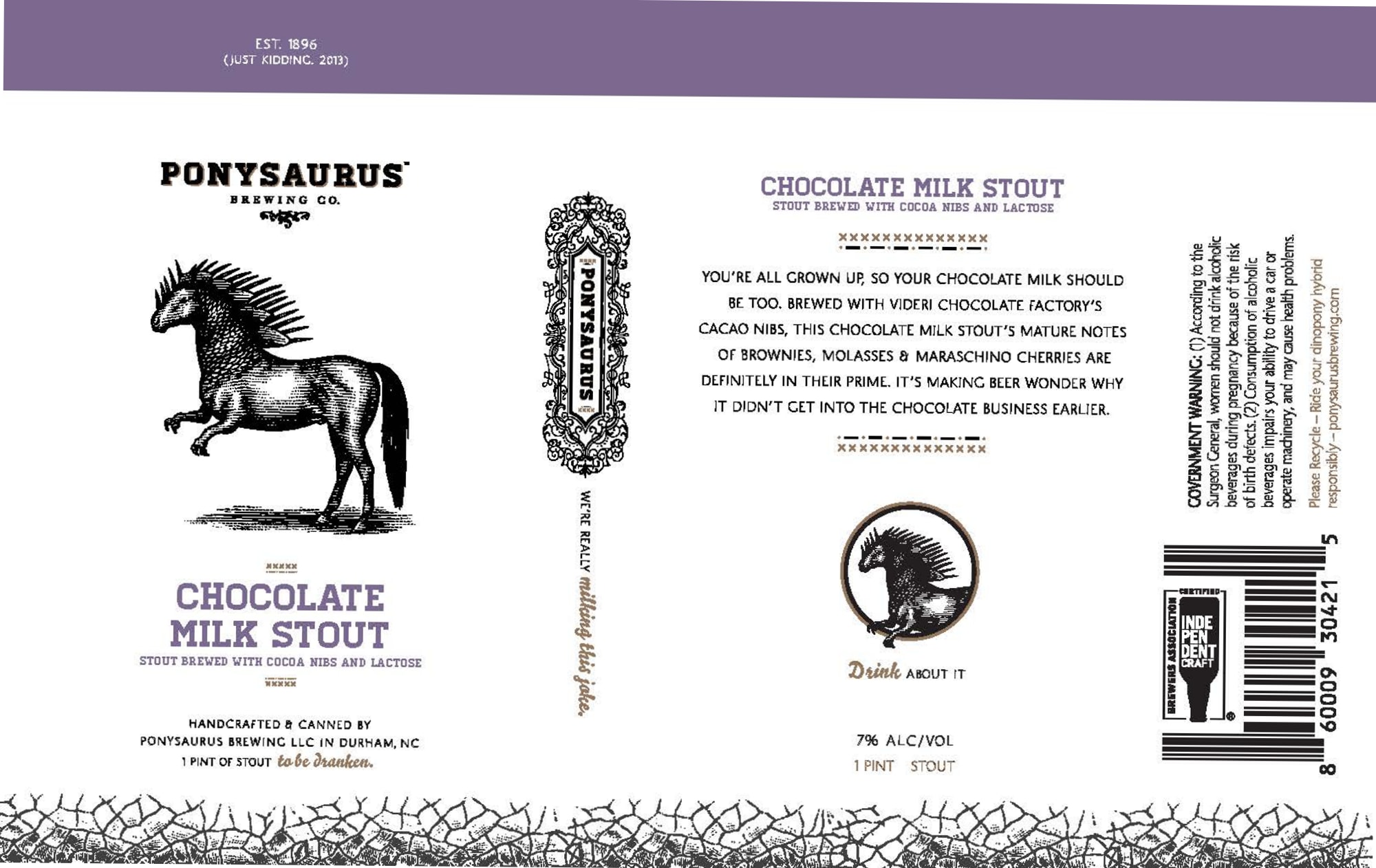 Chocolate Milk Stout by Ponysaurus Brewing - beer label
