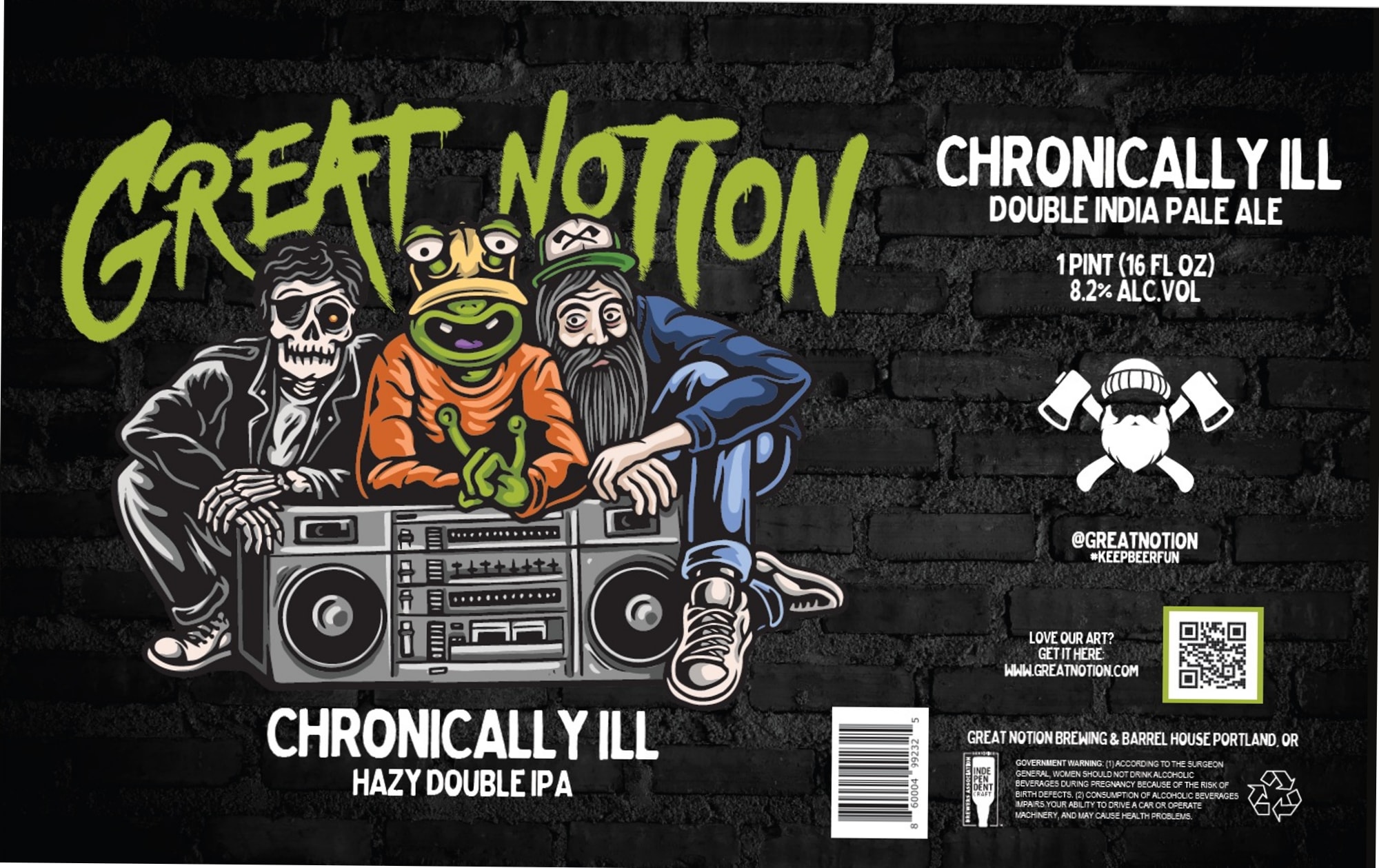 Chronicly Ill by Great Notion Brewing - beer label