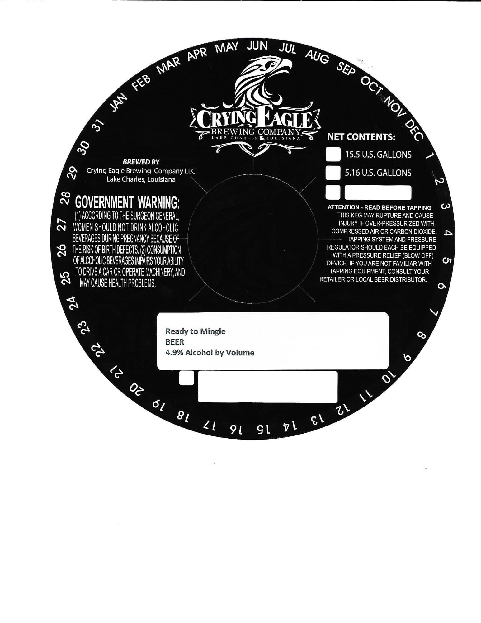Government Warning by Crying Eagle Brewing Company - beer label