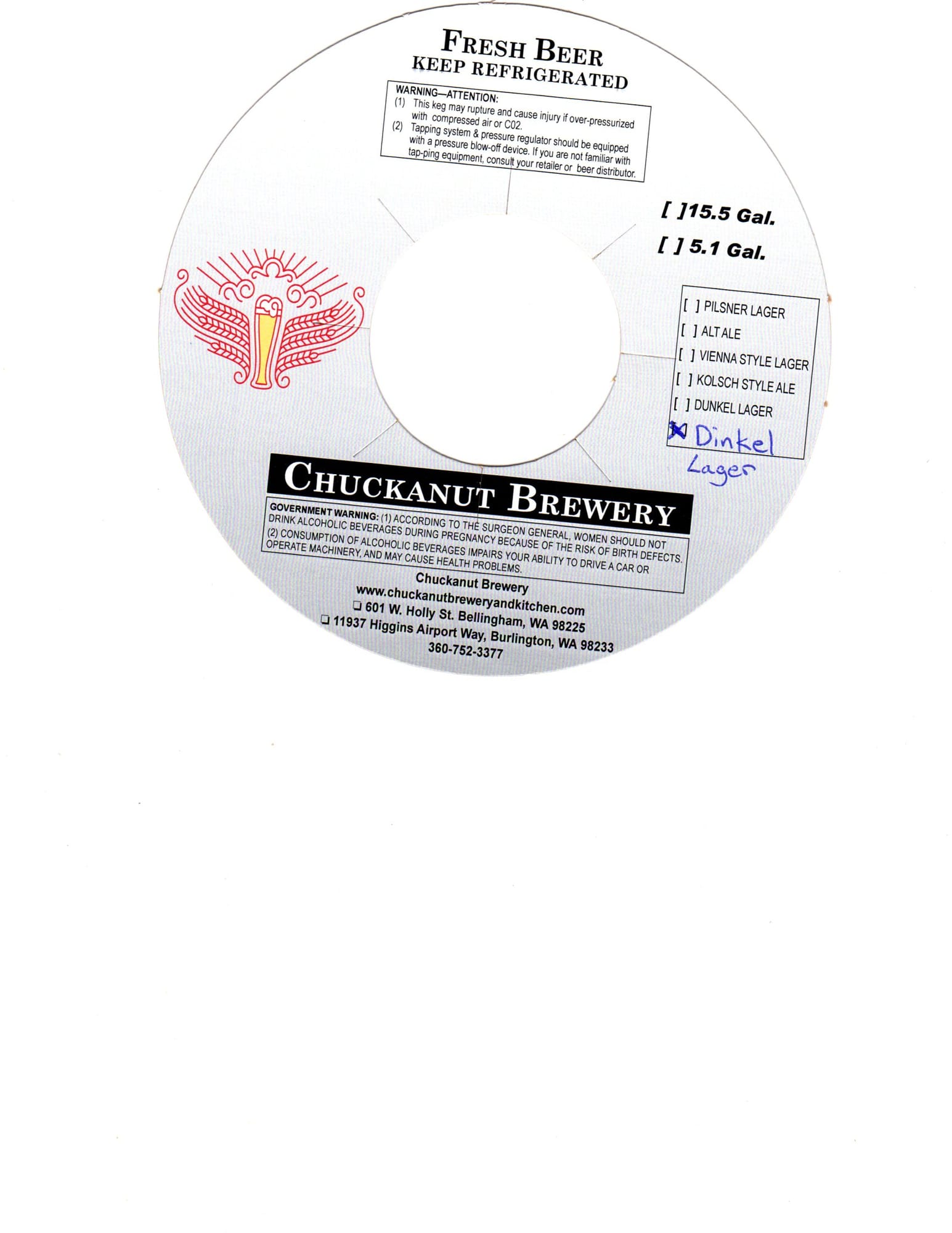 Dunkel Lager by Chuckanut Brewery - beer label