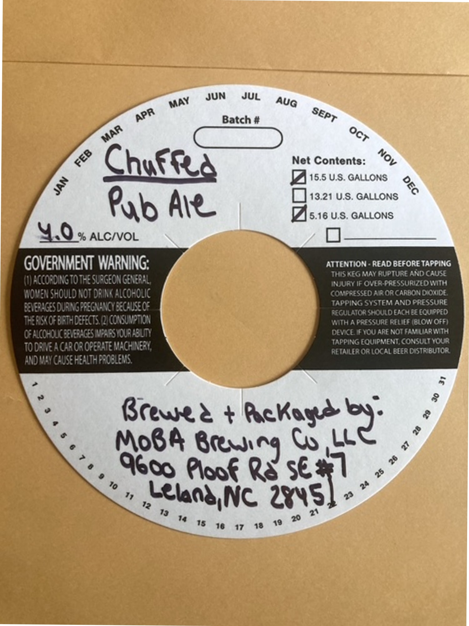 Chuffed Pub Ale by MoBA Brewing Co., LLC - beer label