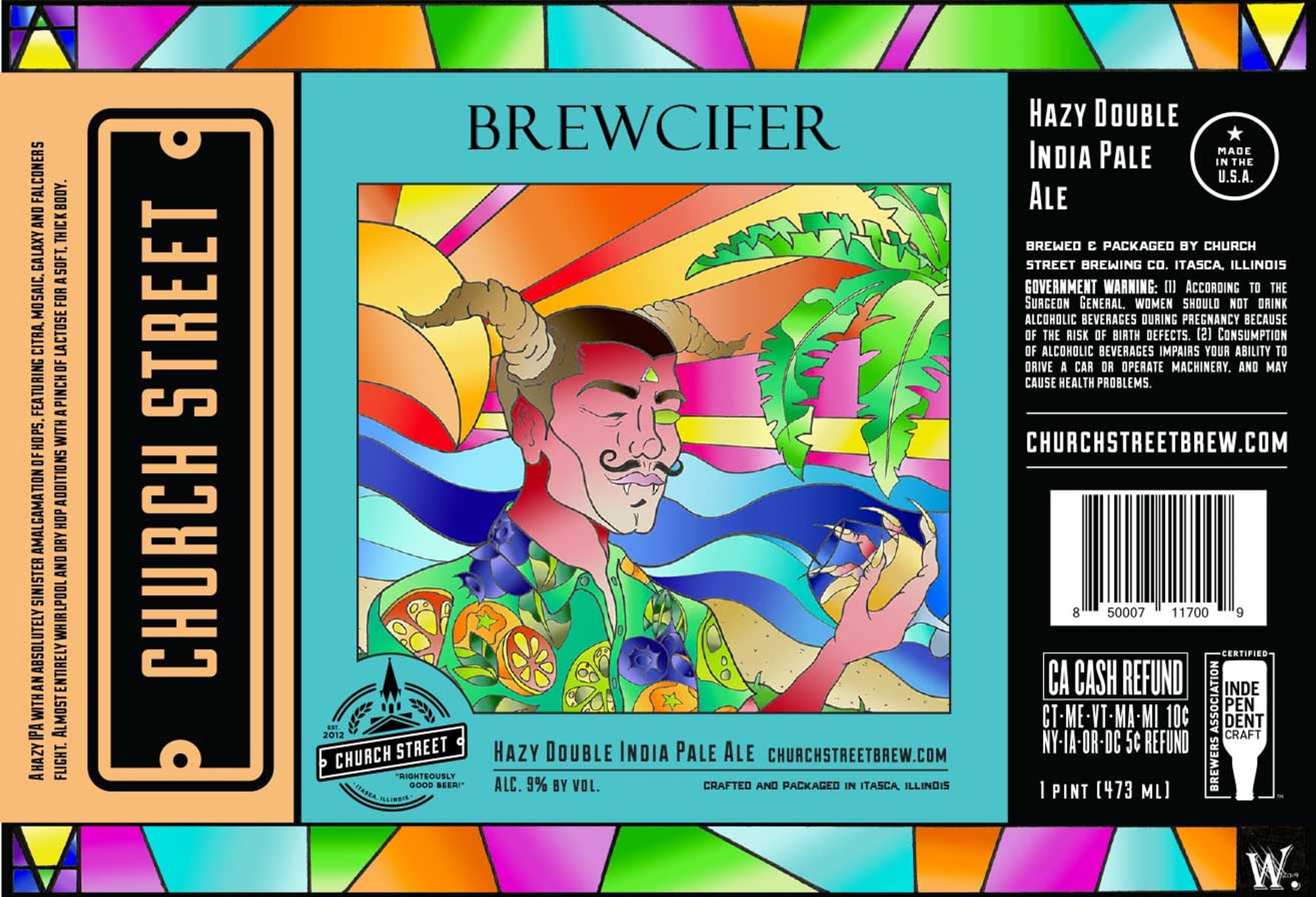 Hazy Double India Pale Ale by Church Street Brewing - beer label