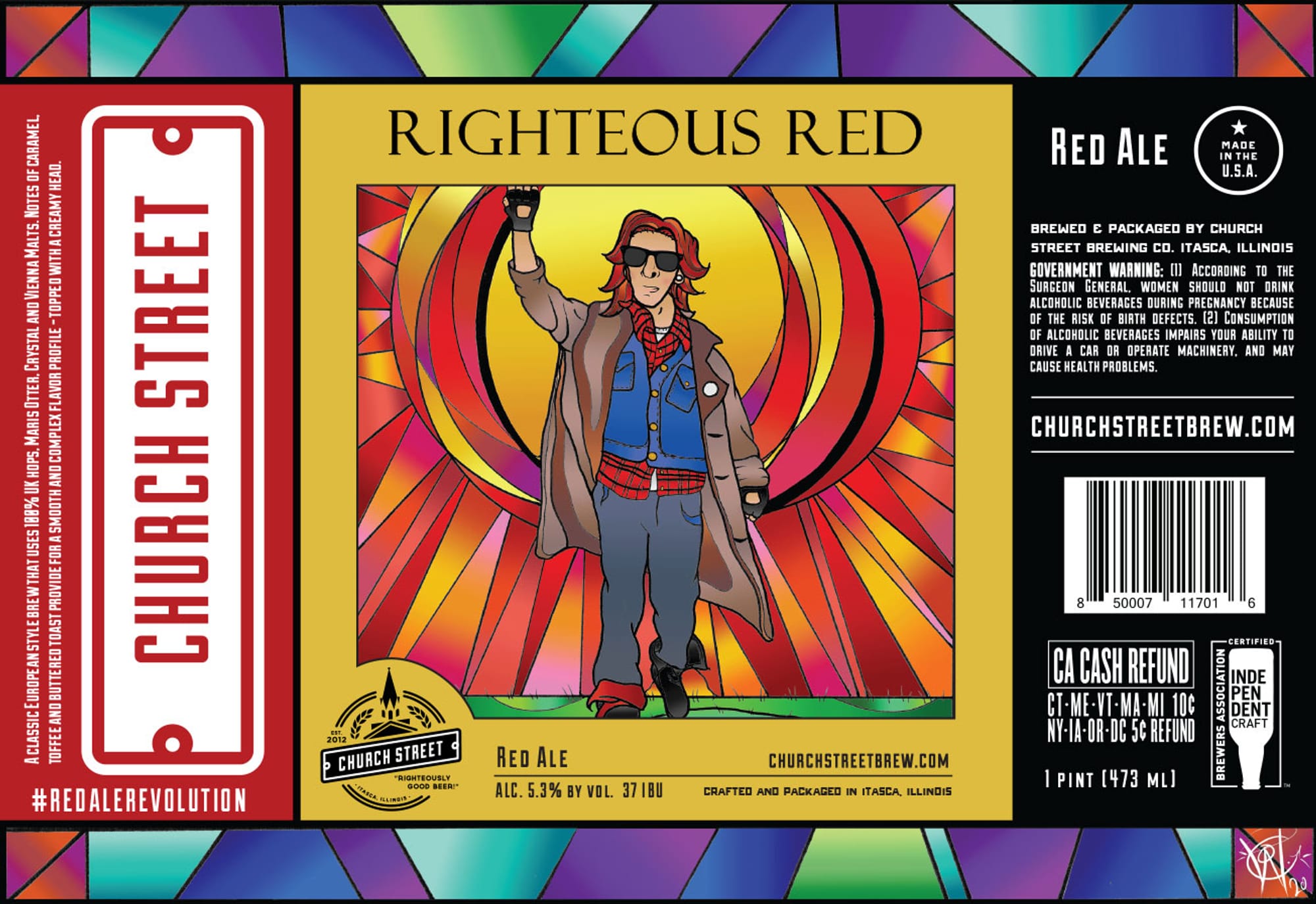 Righteous Red by Church Street Brewing - beer label
