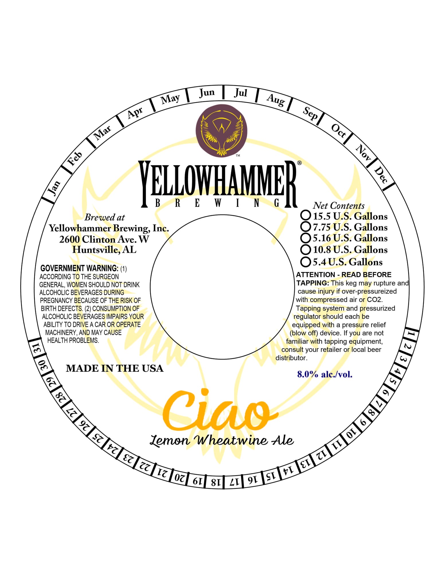 Ciao by Yellowhammer Brewing - beer label