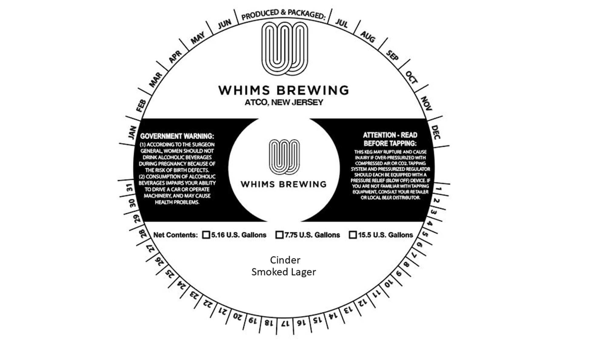 Cinder Smoked Lager by Whims Brewing - beer label