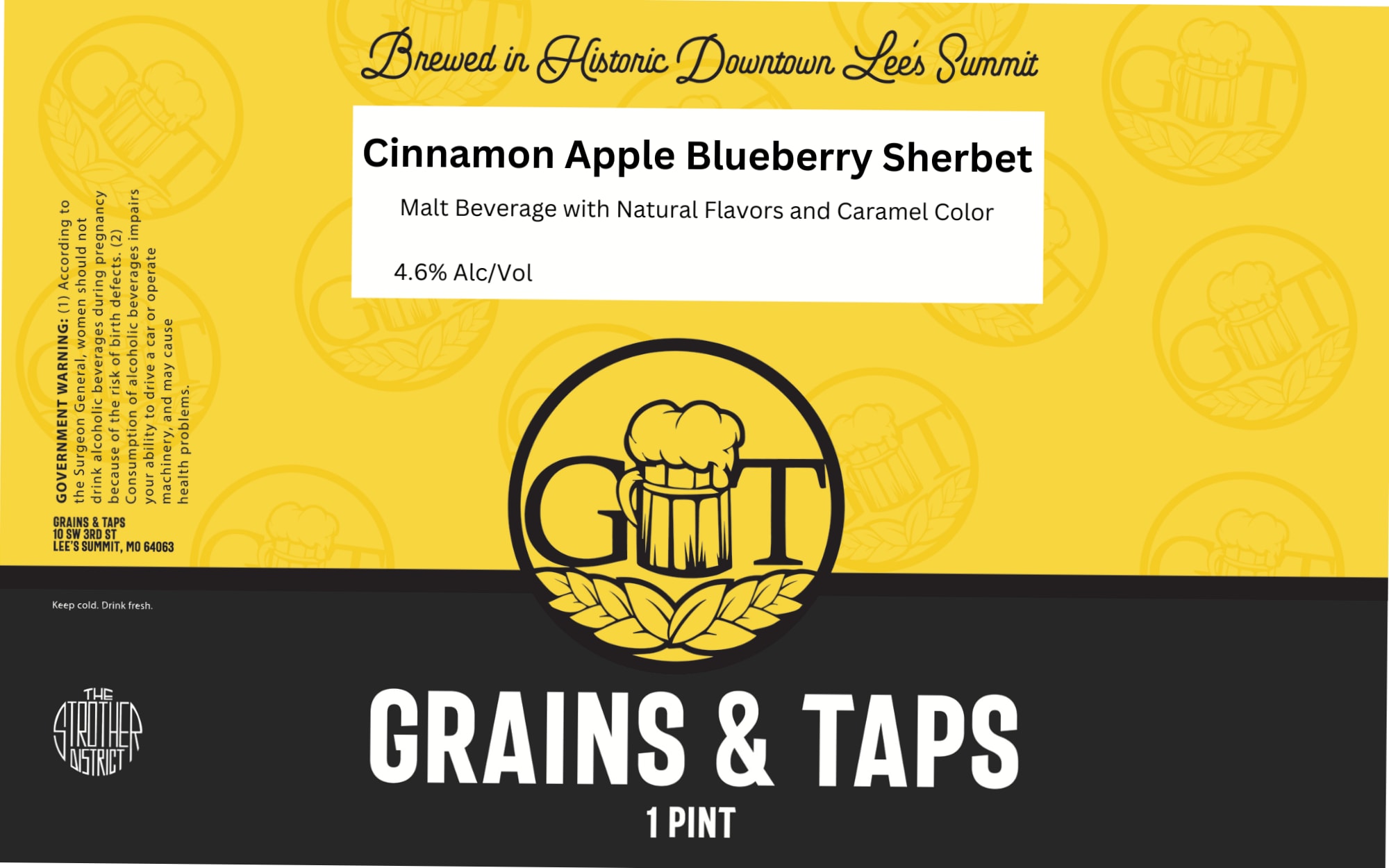 Cinnamon Apple Blueberry Sherbet by Grains & Taps - beer label