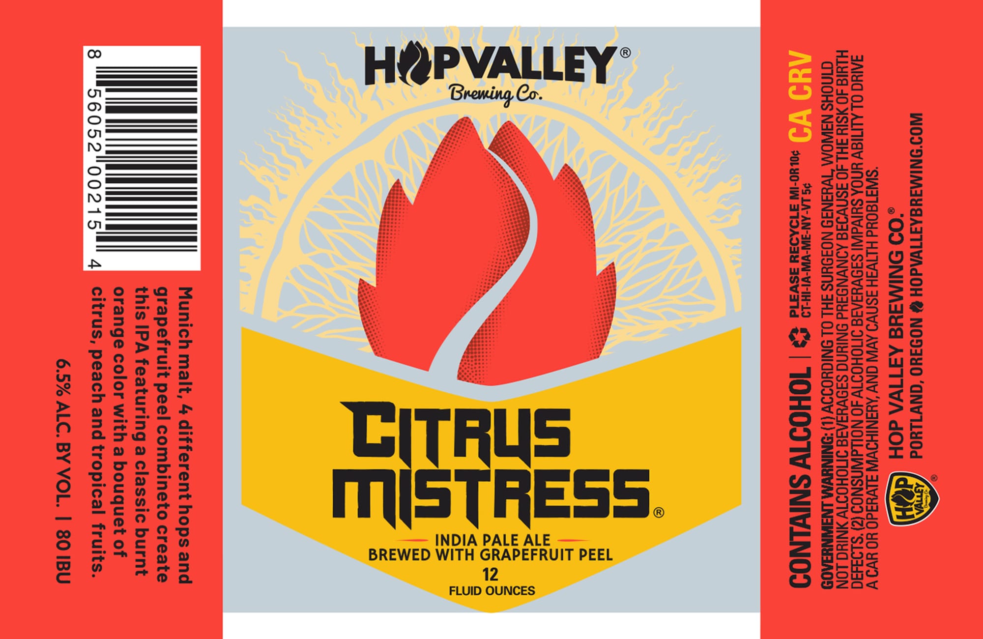 Citrus Mistress by Hop Valley Brewing Co. - beer label