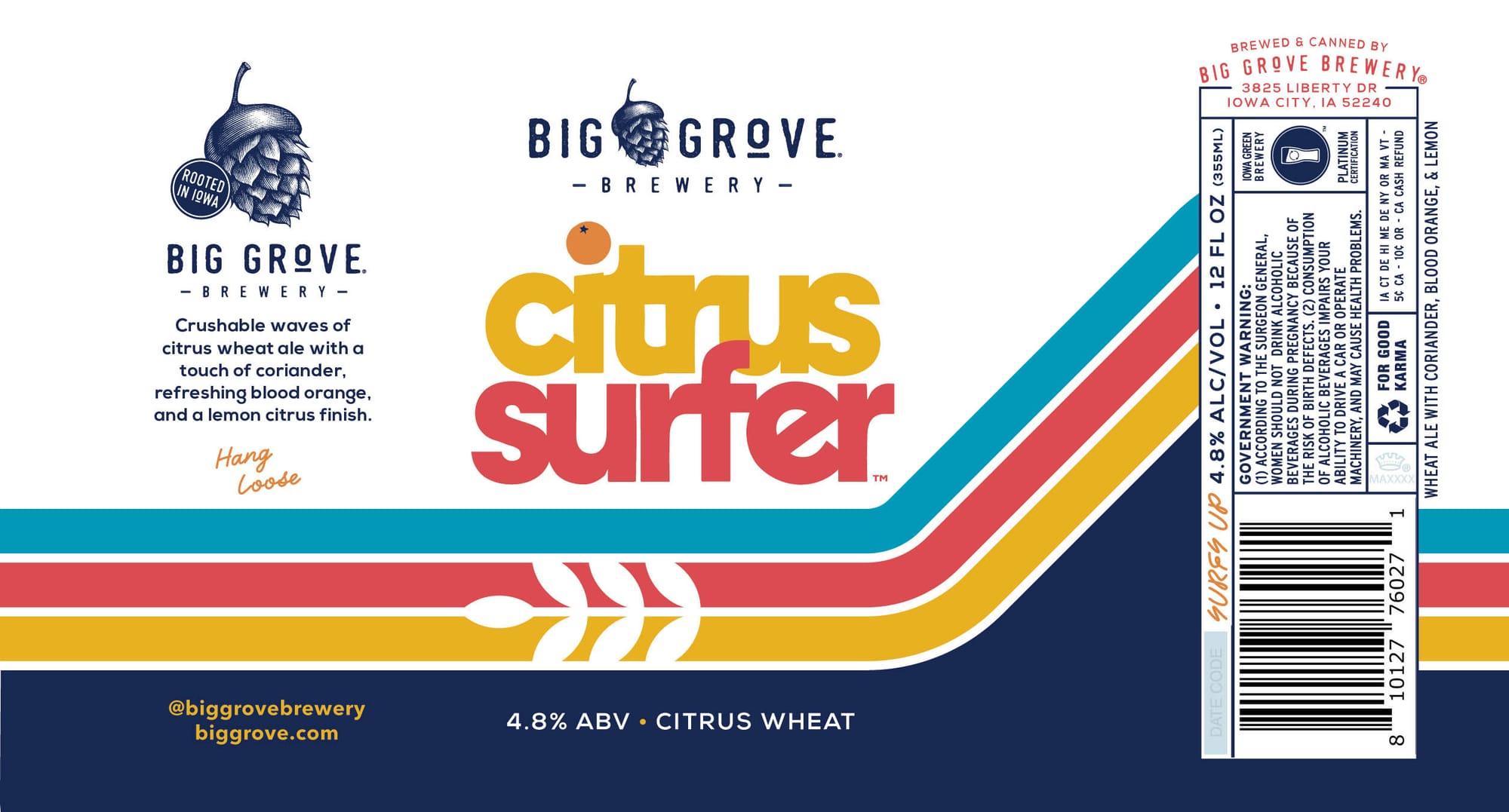 Citrus Surfer by Big Grove Brewery - beer label
