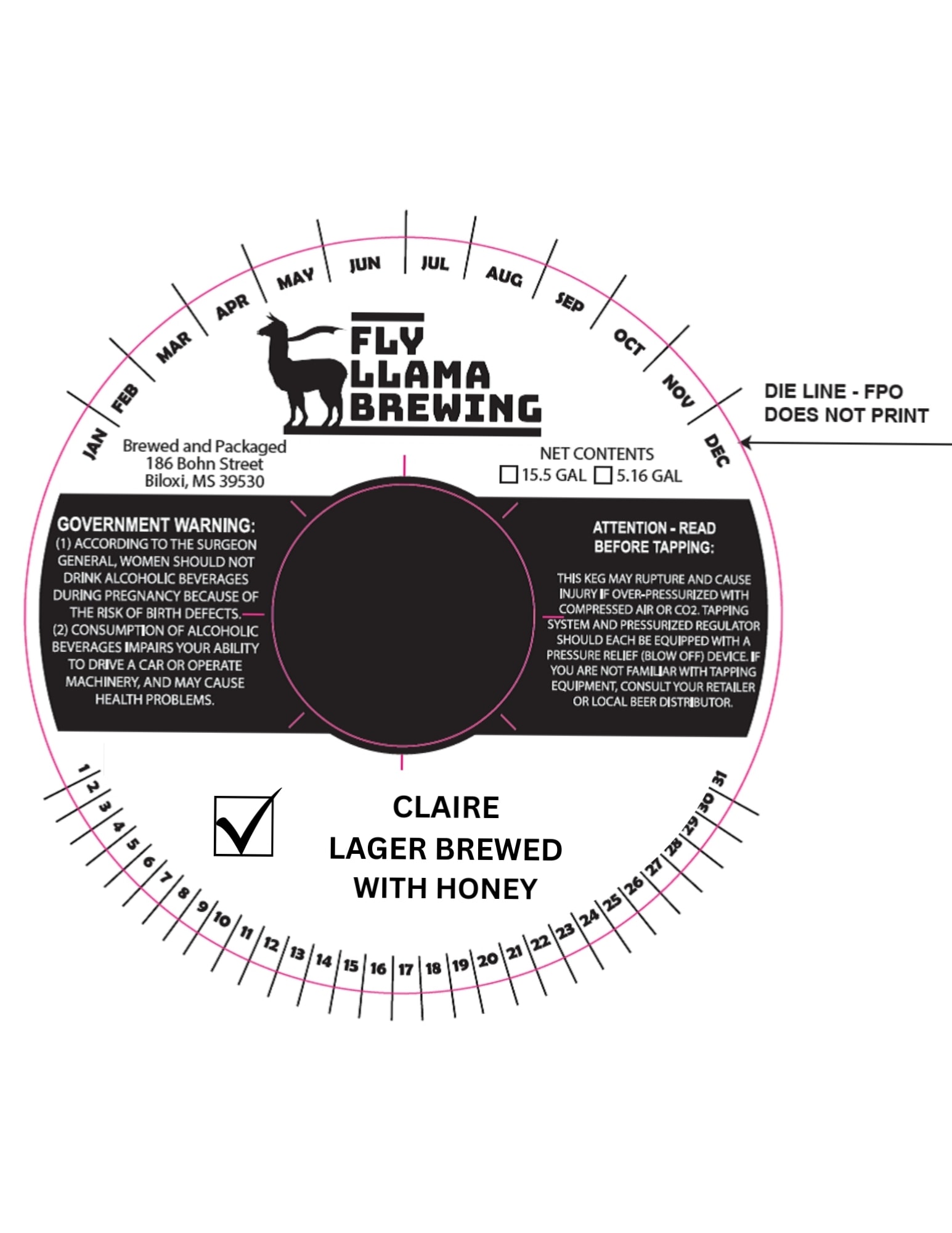 Claire Lager Brewed with Honey by Fly Llama Brewing - beer label