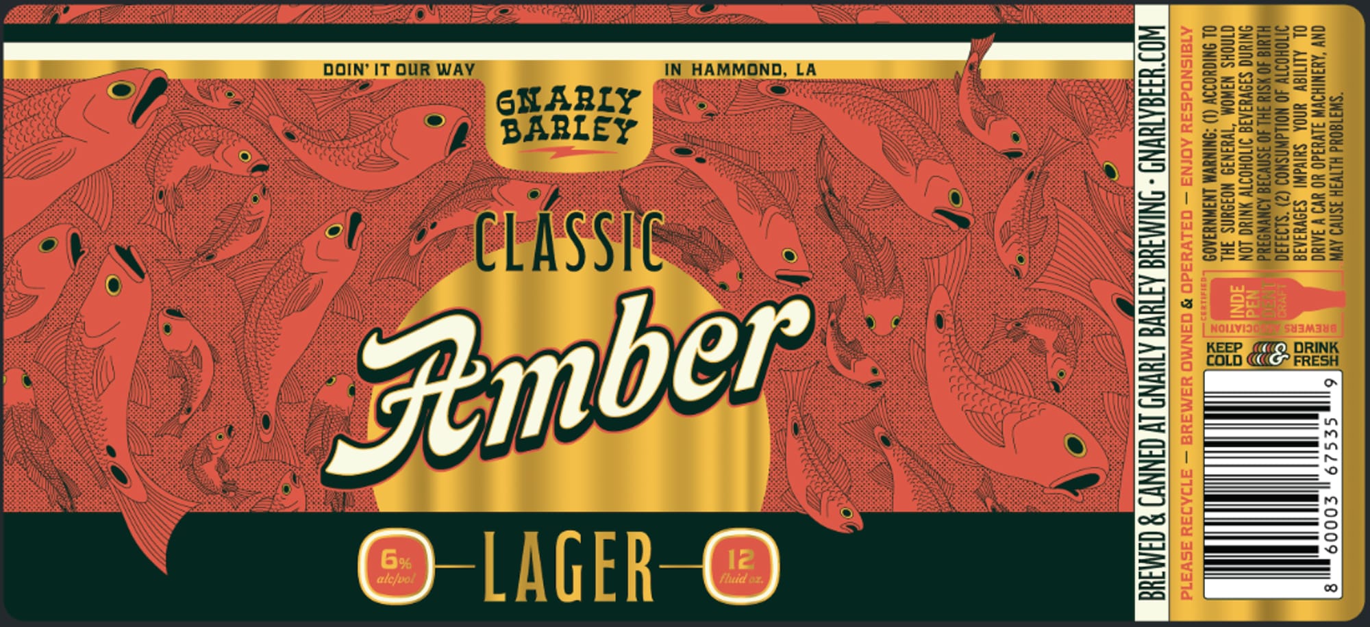 Classic Amber Lager by Gnarly Barley Brewing - beer label