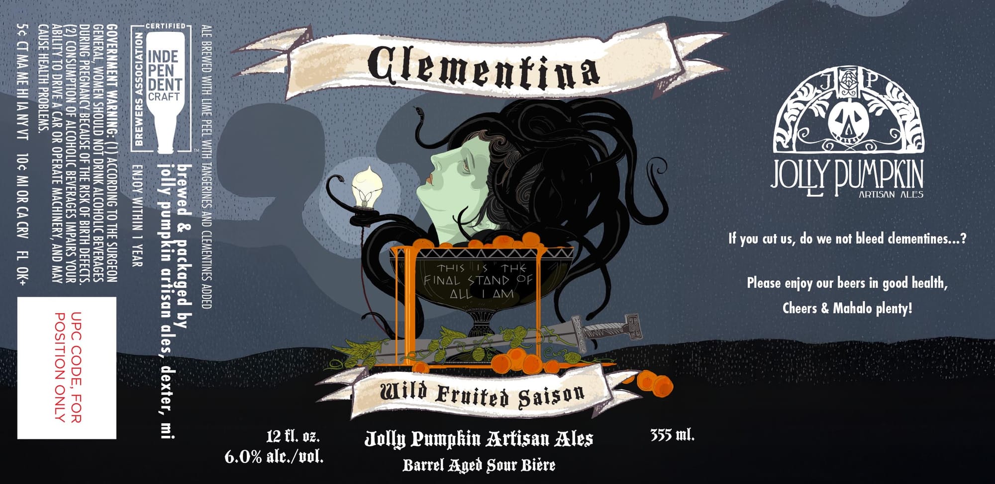 Clementina by Jolly Pumpkin Artisan Ales - beer label