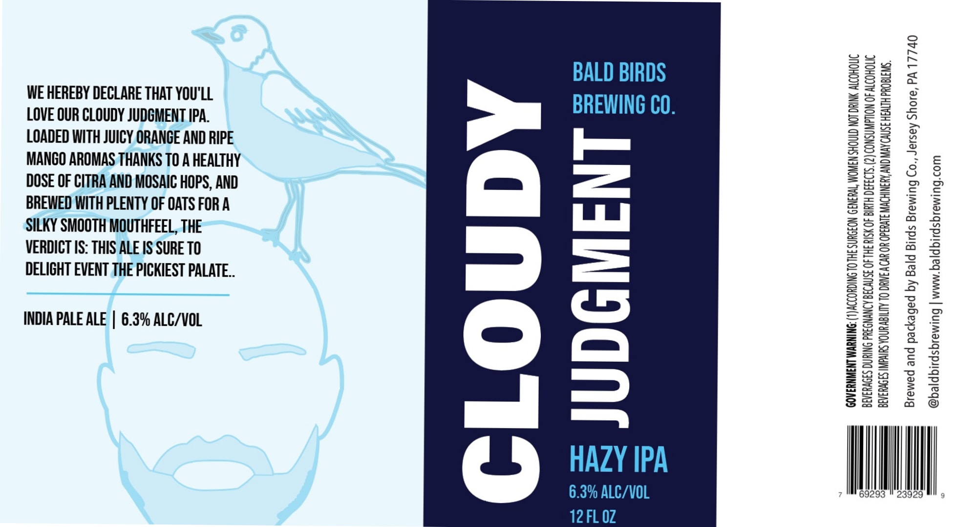 Cloudy Judgment by Bald Birds Brewing Co. - beer label