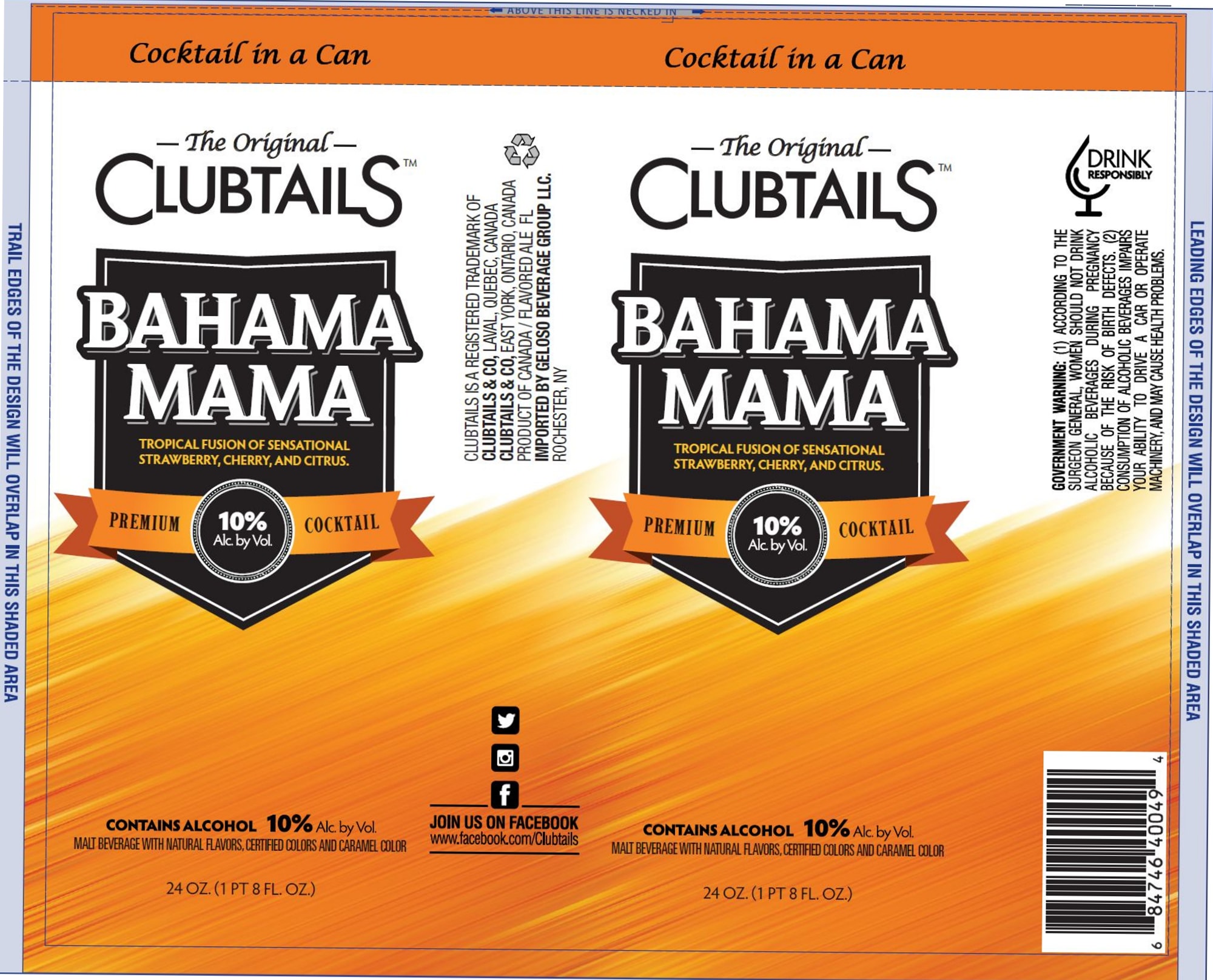 Clubtails Bahama Mama by TrEastern Beverage Group LLC - beer label