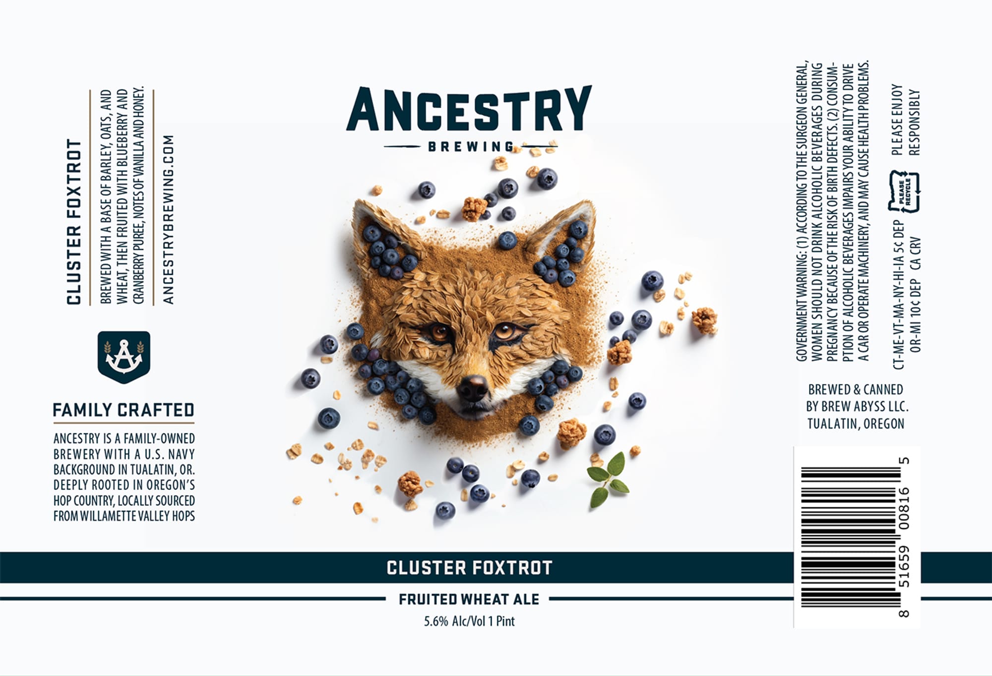 Cluster Foxtrot by Ancestry Brewing - beer label