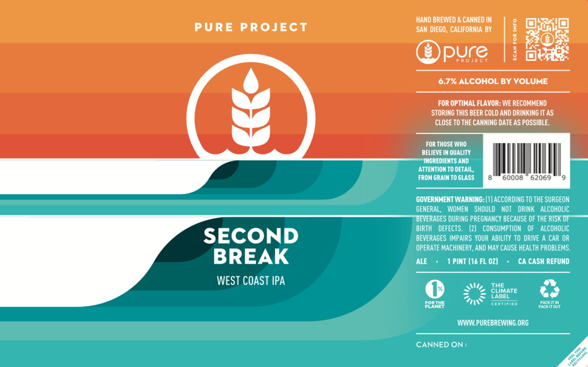 Second Break by Pure Project - beer label