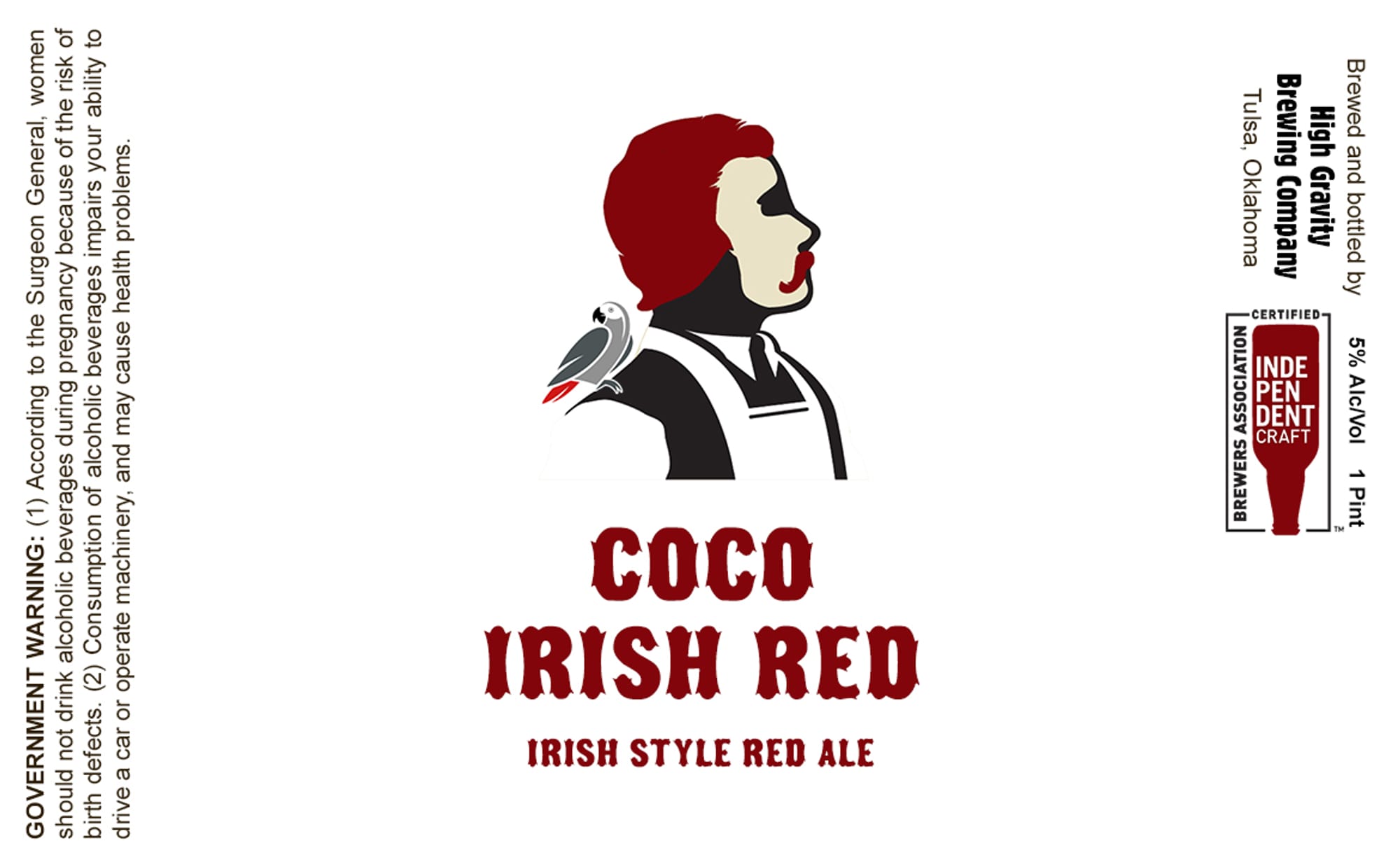 Coco Irish Red by High Gravity Brewing Company - beer label
