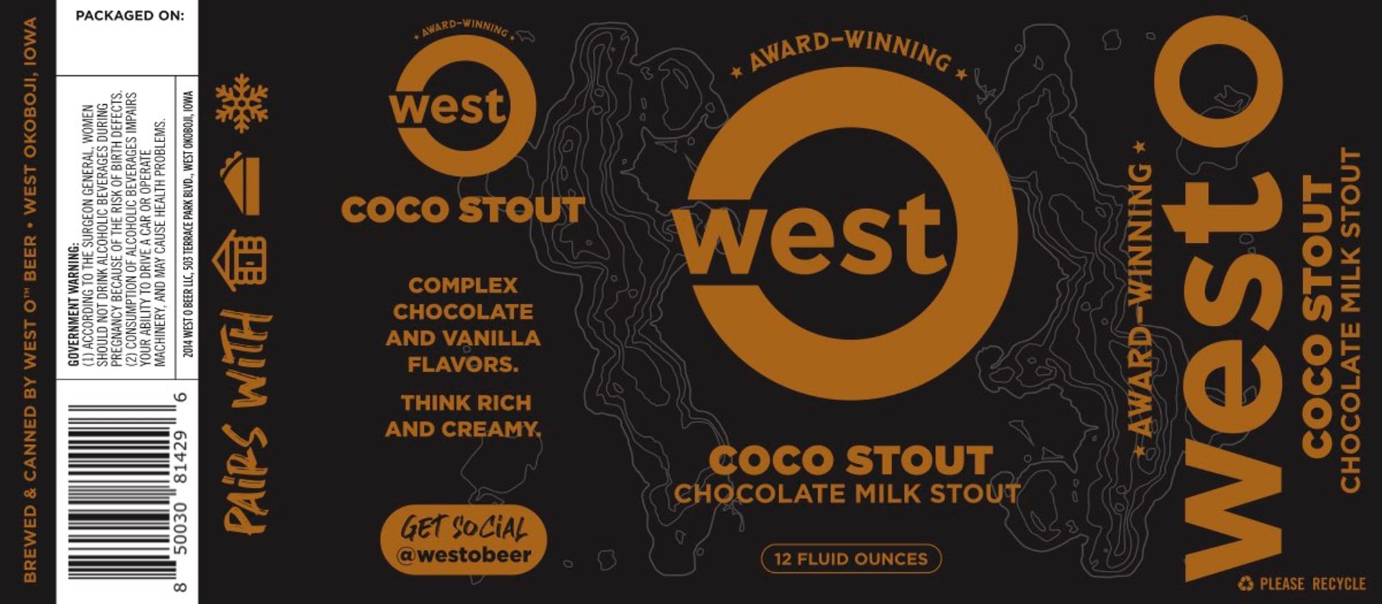 Coco Stout by West O Beer - beer label