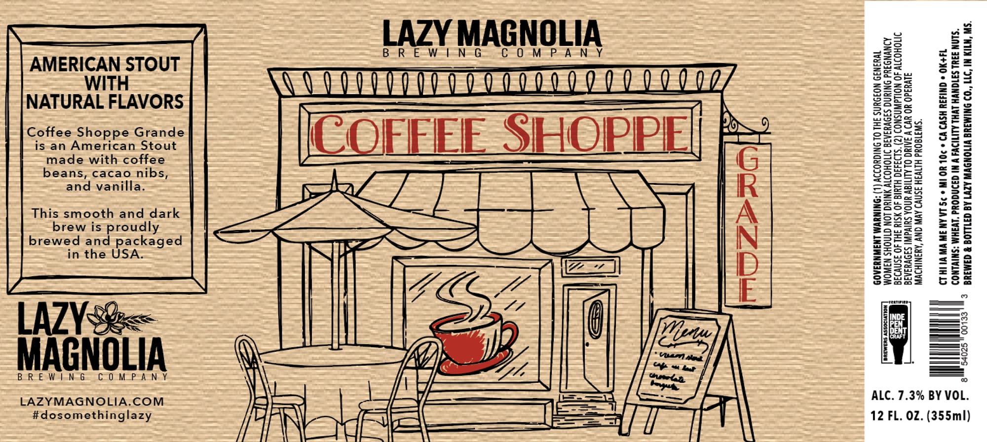 Coffee Shoppe Grande by Lazy Magnolia Brewing Company - beer label