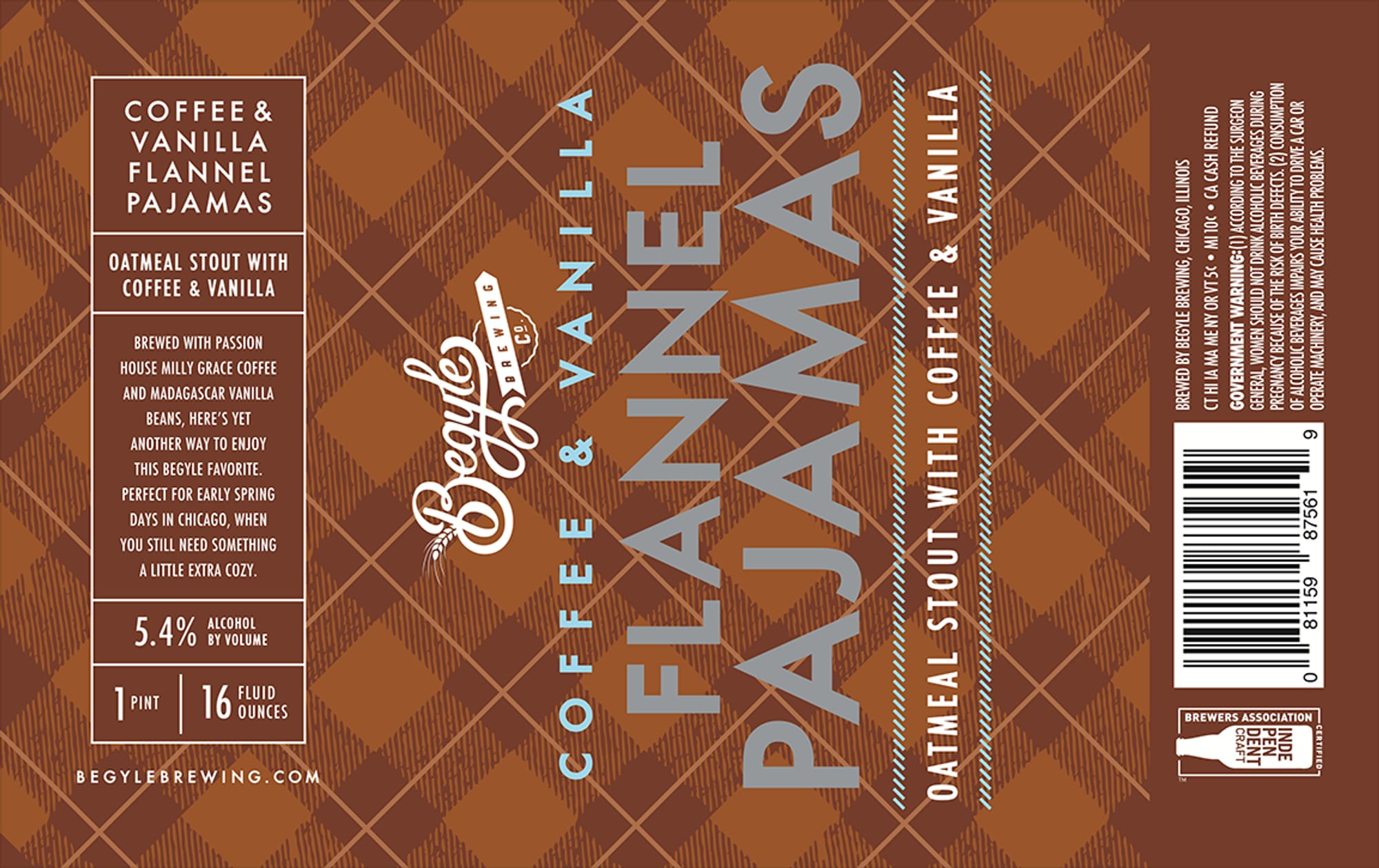 Coffee & Vanilla Flannels by Begyle Brewing - beer label