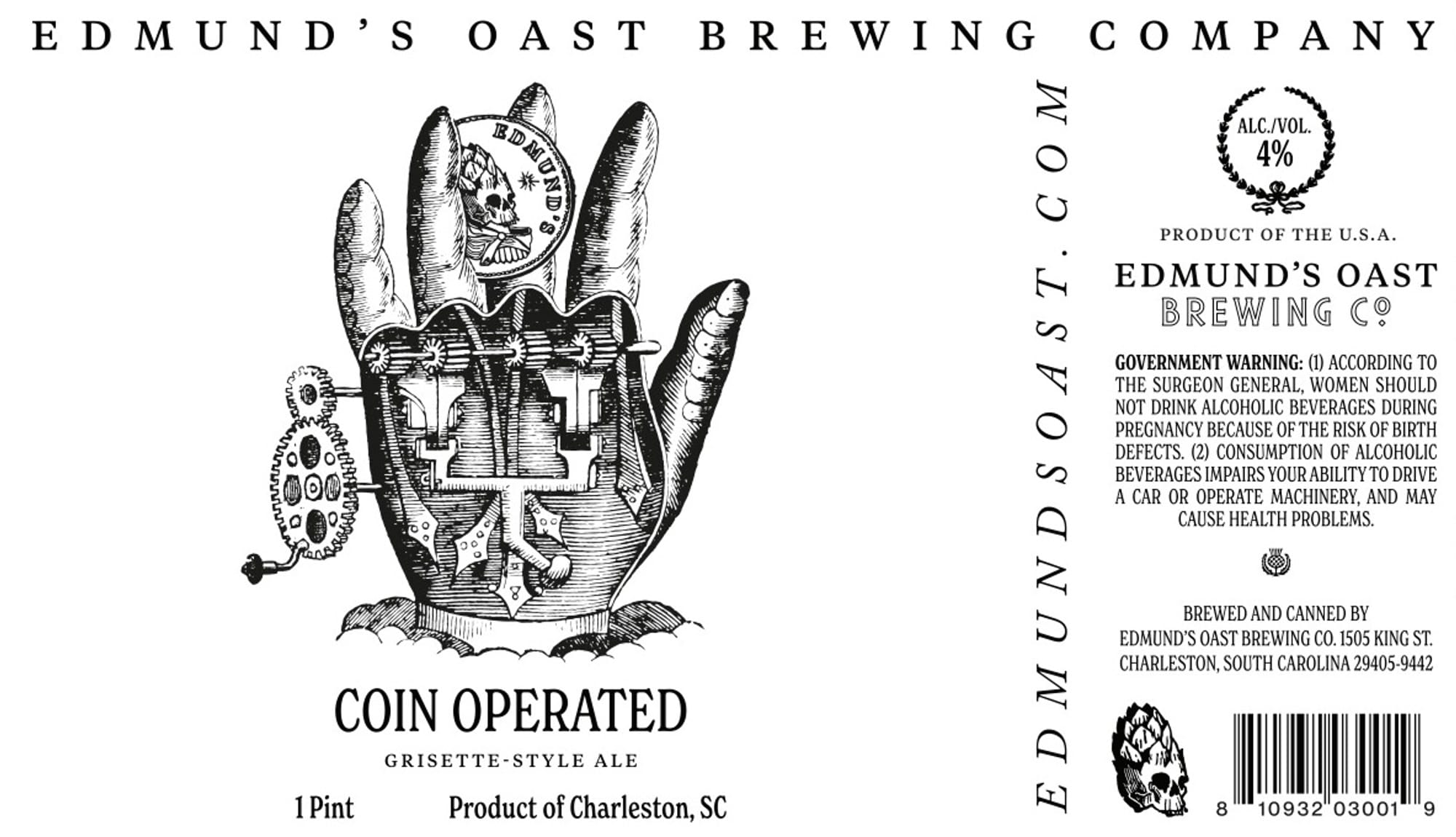 Coin Operated by Edmund's Oast Brewing Company - beer label