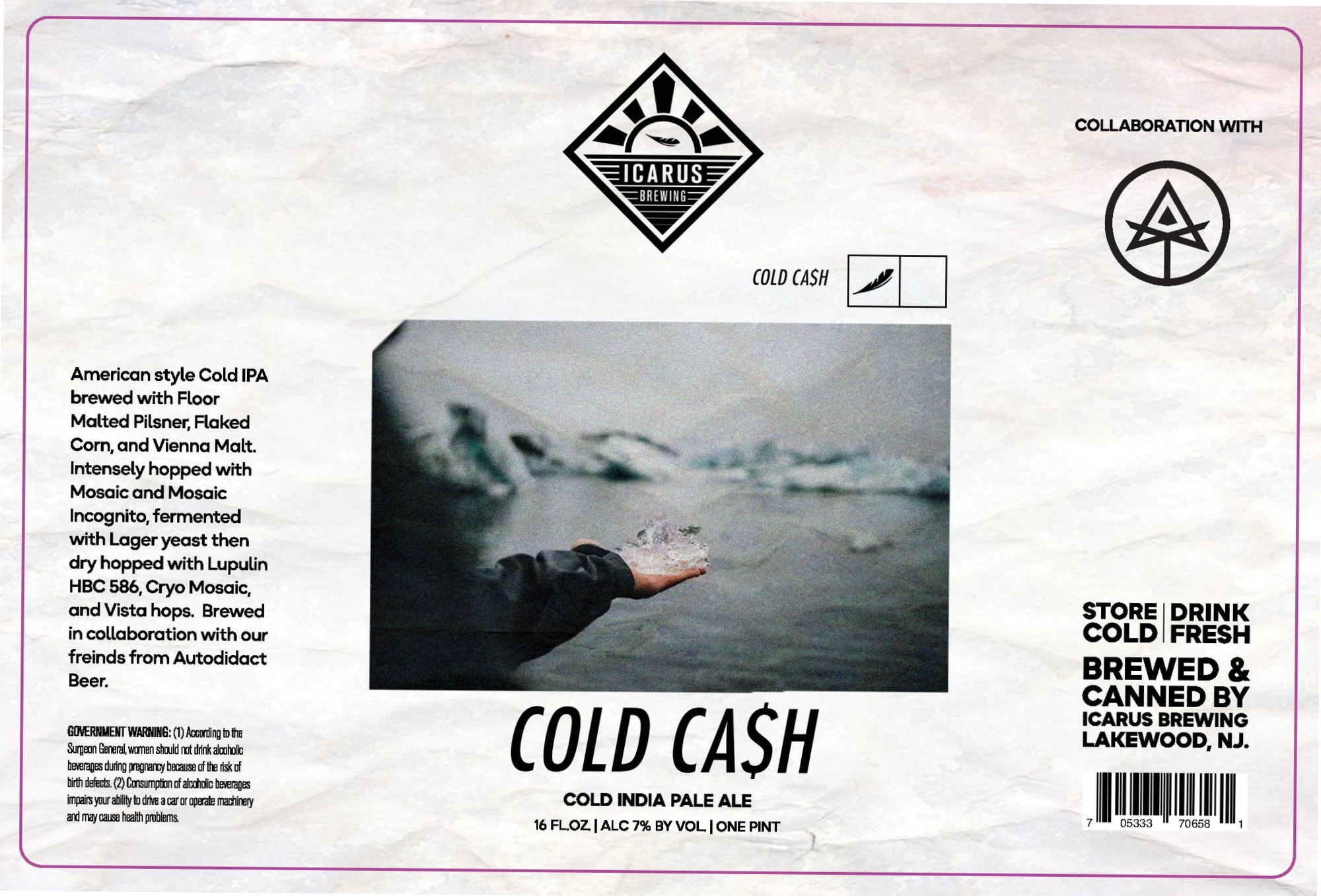 Cold Cash by Icarus Brewing - beer label
