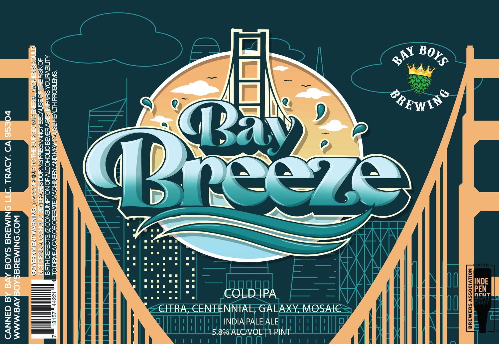 Cold IPA by Bay Boys Brewing - beer label