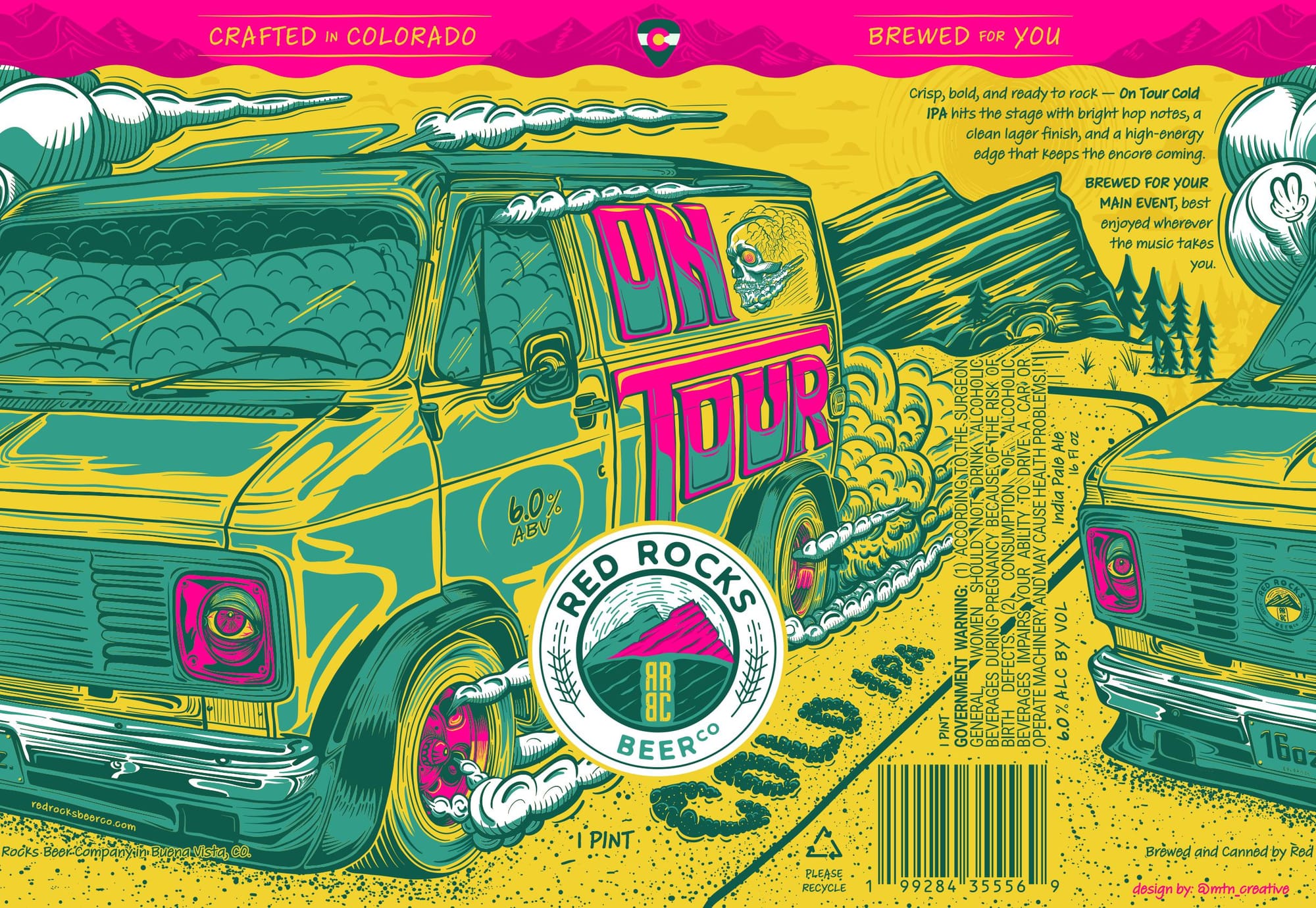 On Tour Cold IPA by Red Rocks Beer Co. - beer label