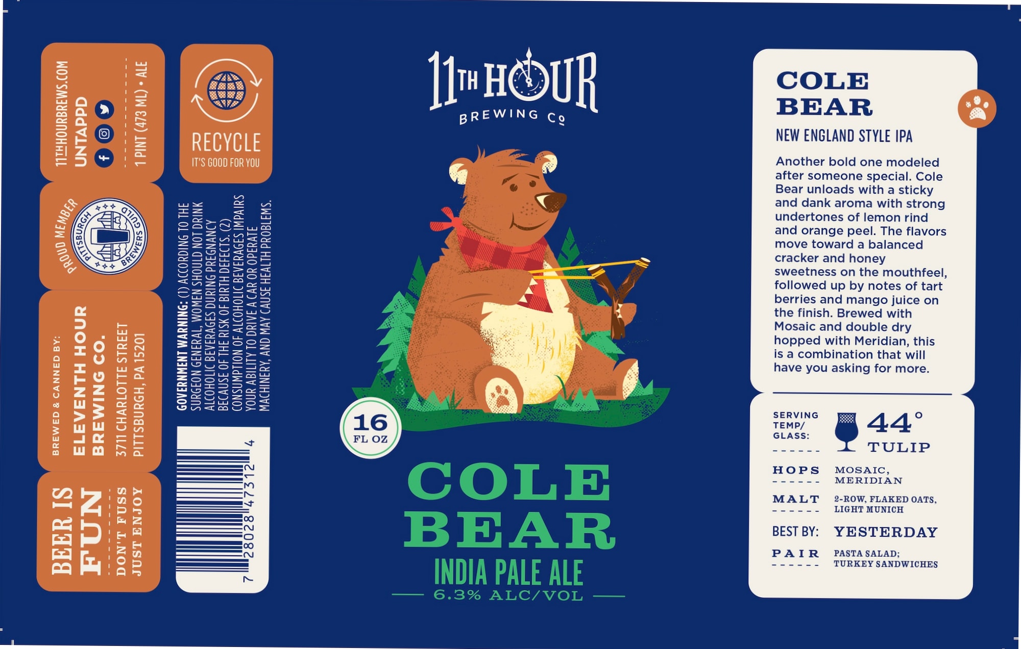 Cole Bear by 11th Hour Brewing Co. - beer label