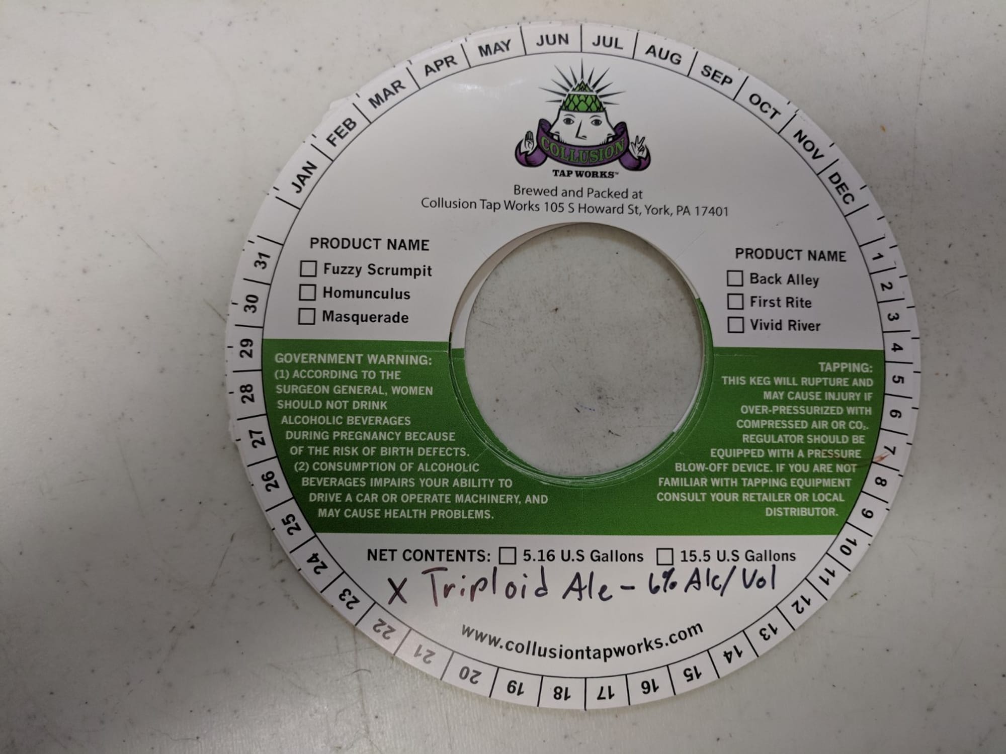 Homunculus by Collusion Tap Works - beer label