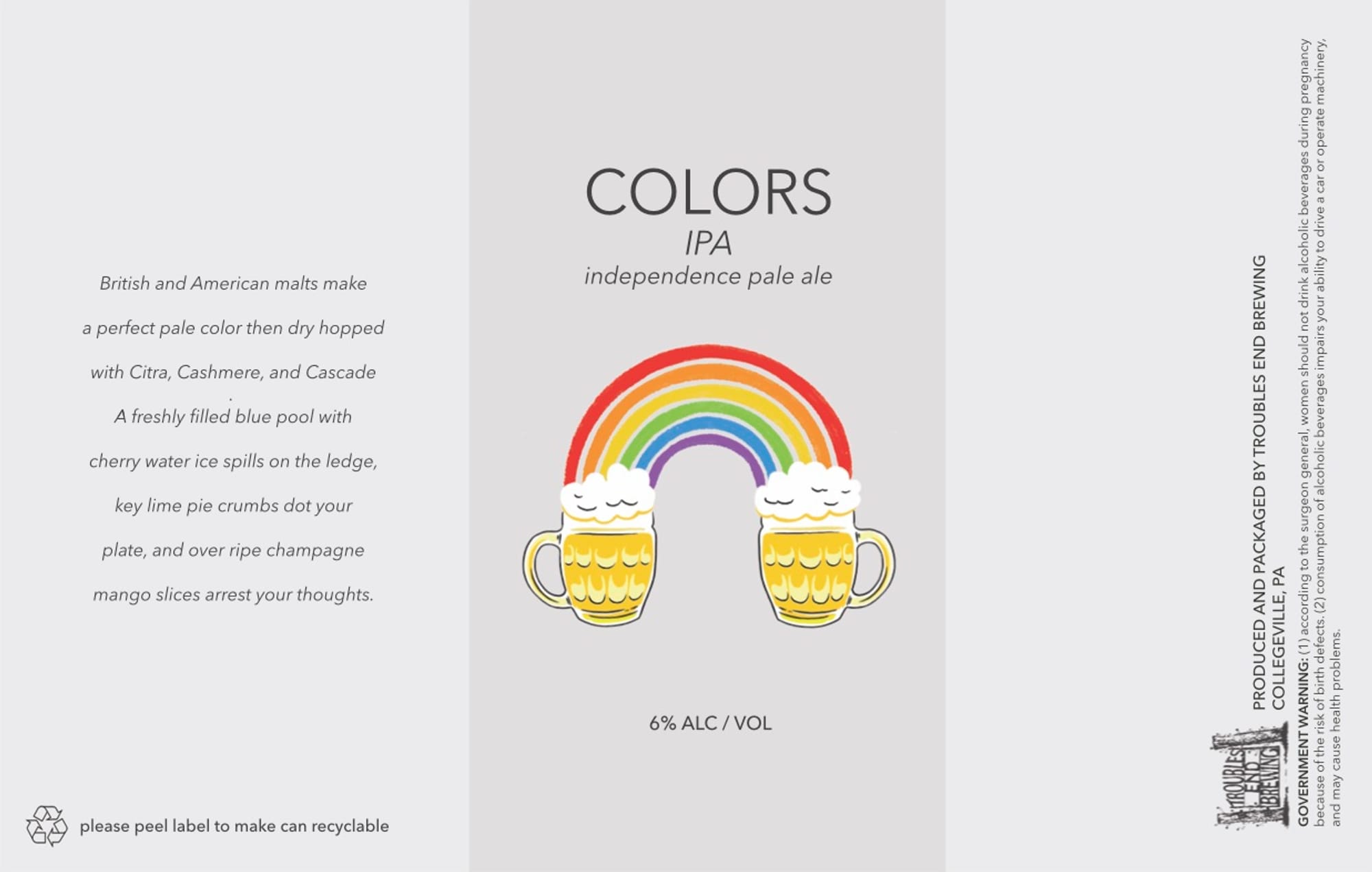 Colors Independence Pale Ale by Troubles End Brewing - beer label